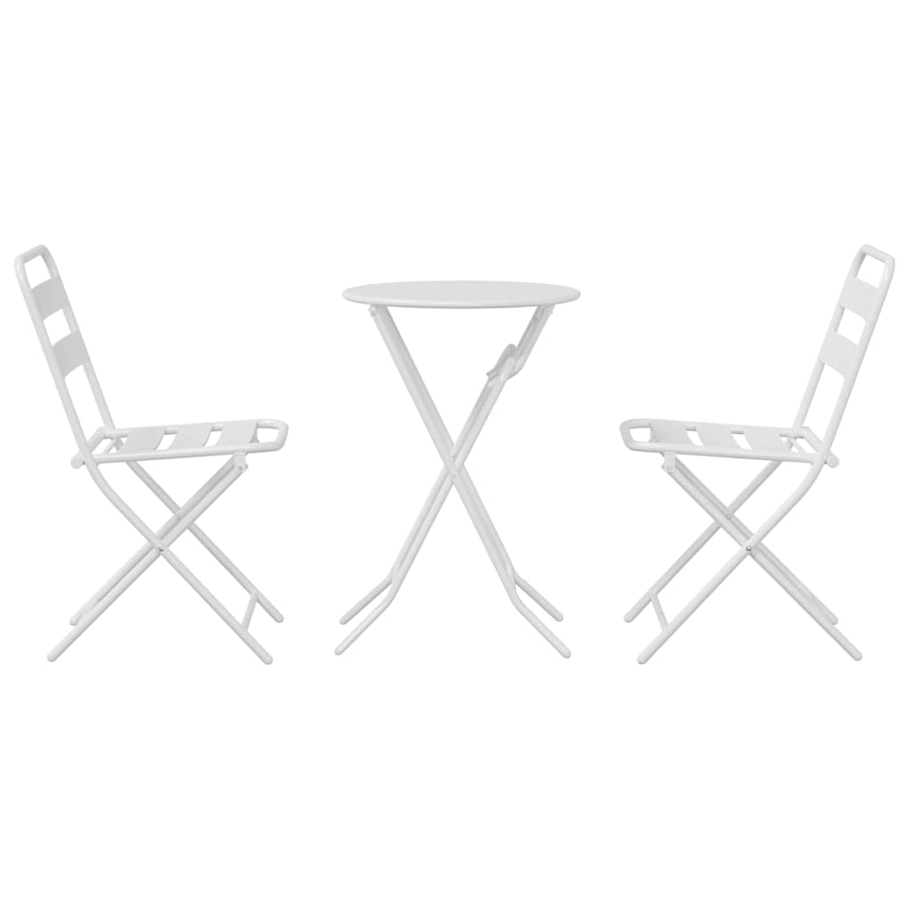 vidaXL Zestaw Bistro Ogrodowego 3 pcs Biały Stal