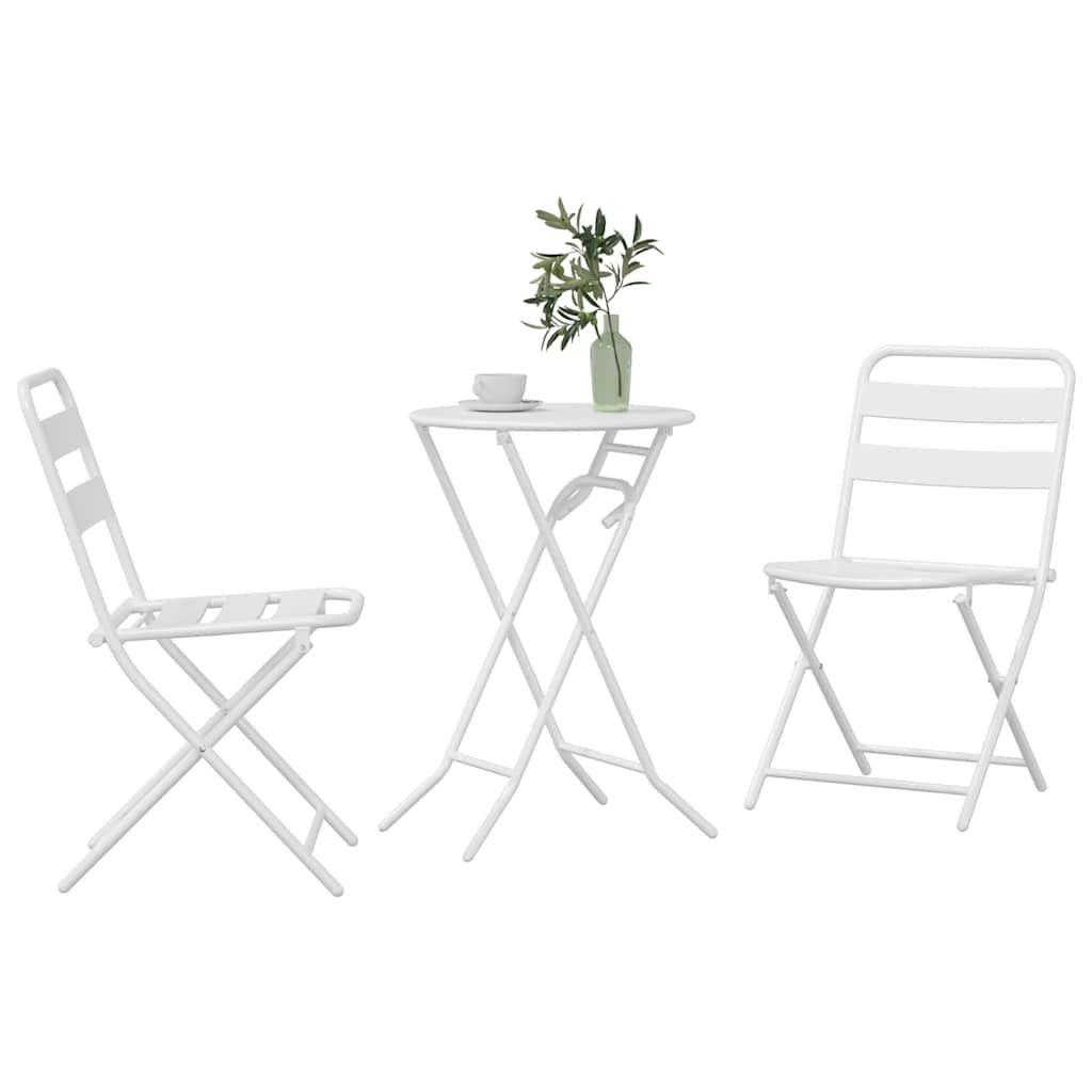 vidaXL Zestaw Bistro Ogrodowego 3 pcs Biały Stal