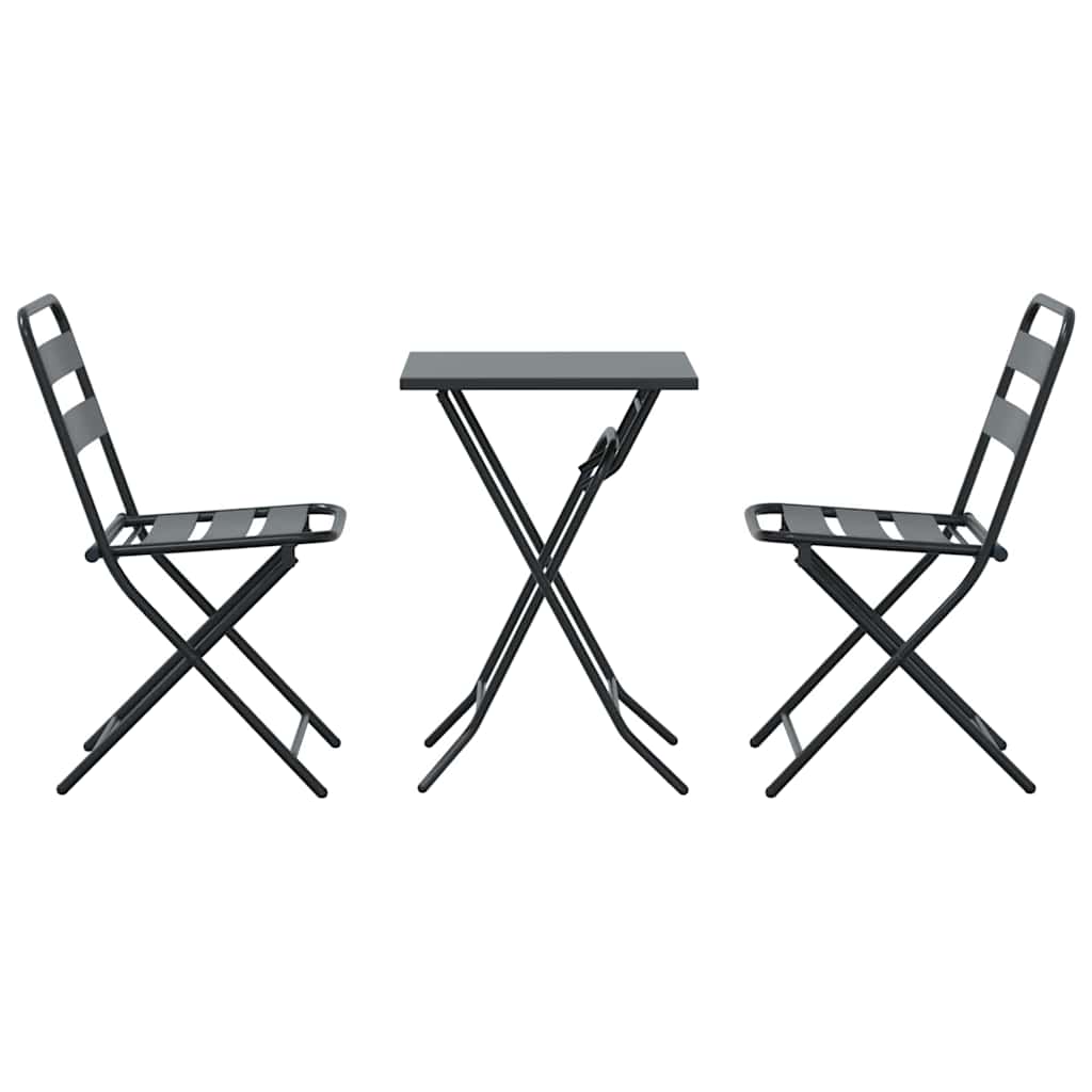 vidaXL Zestaw Bistro Ogrodowego 3 pcs Antracyt Stal