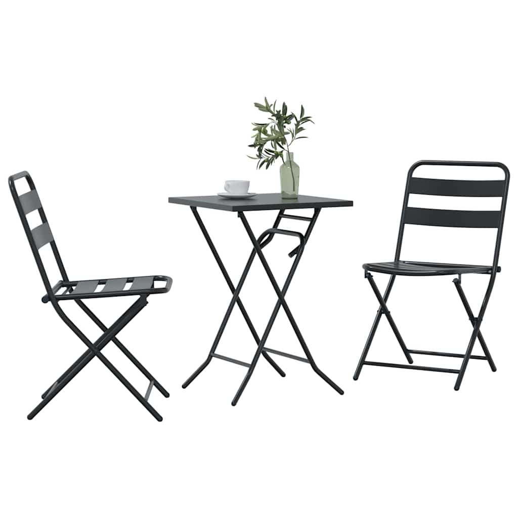 vidaXL Zestaw Bistro Ogrodowego 3 pcs Antracyt Stal