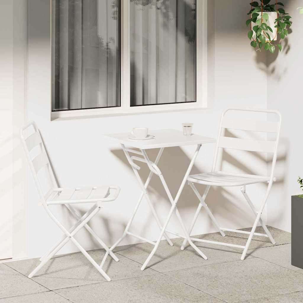 vidaXL Zestaw Bistro Ogrodowego 3 pcs Biały Stal