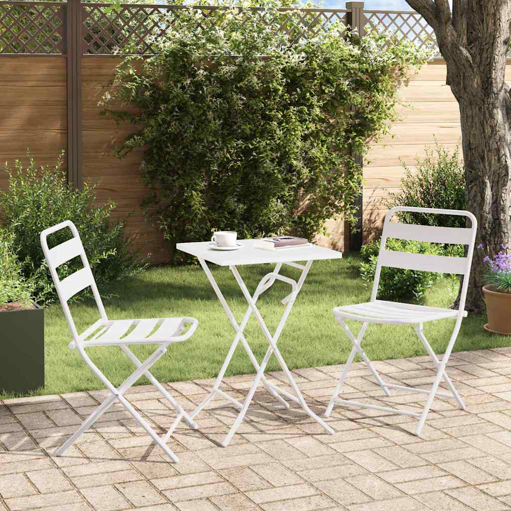 vidaXL Zestaw Bistro Ogrodowego 3 pcs Biały Stal