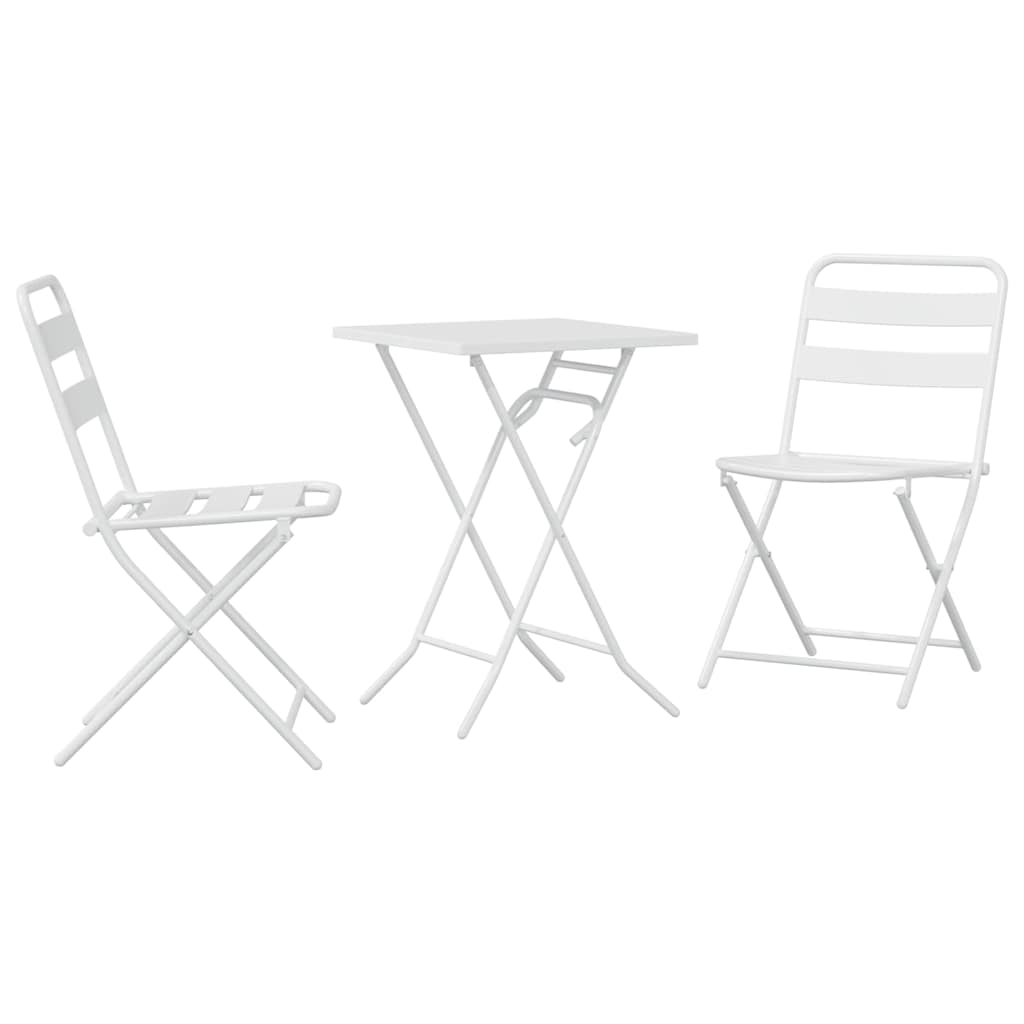 vidaXL Zestaw Bistro Ogrodowego 3 pcs Biały Stal