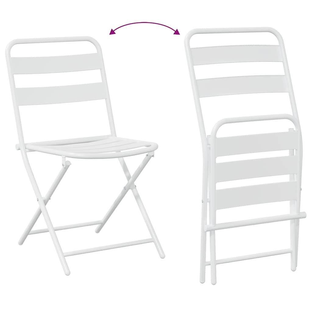 vidaXL Zestaw Bistro Ogrodowego 3 pcs Biały Stal
