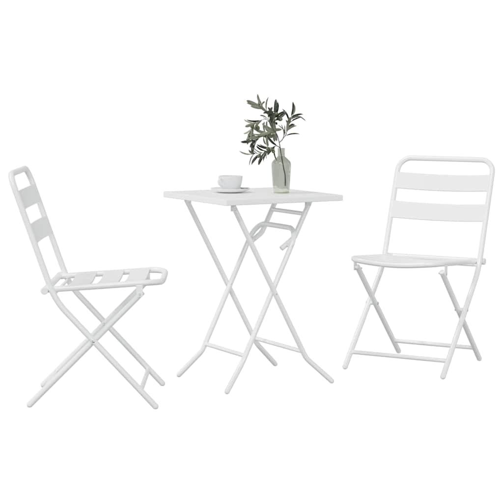 vidaXL Zestaw Bistro Ogrodowego 3 pcs Biały Stal