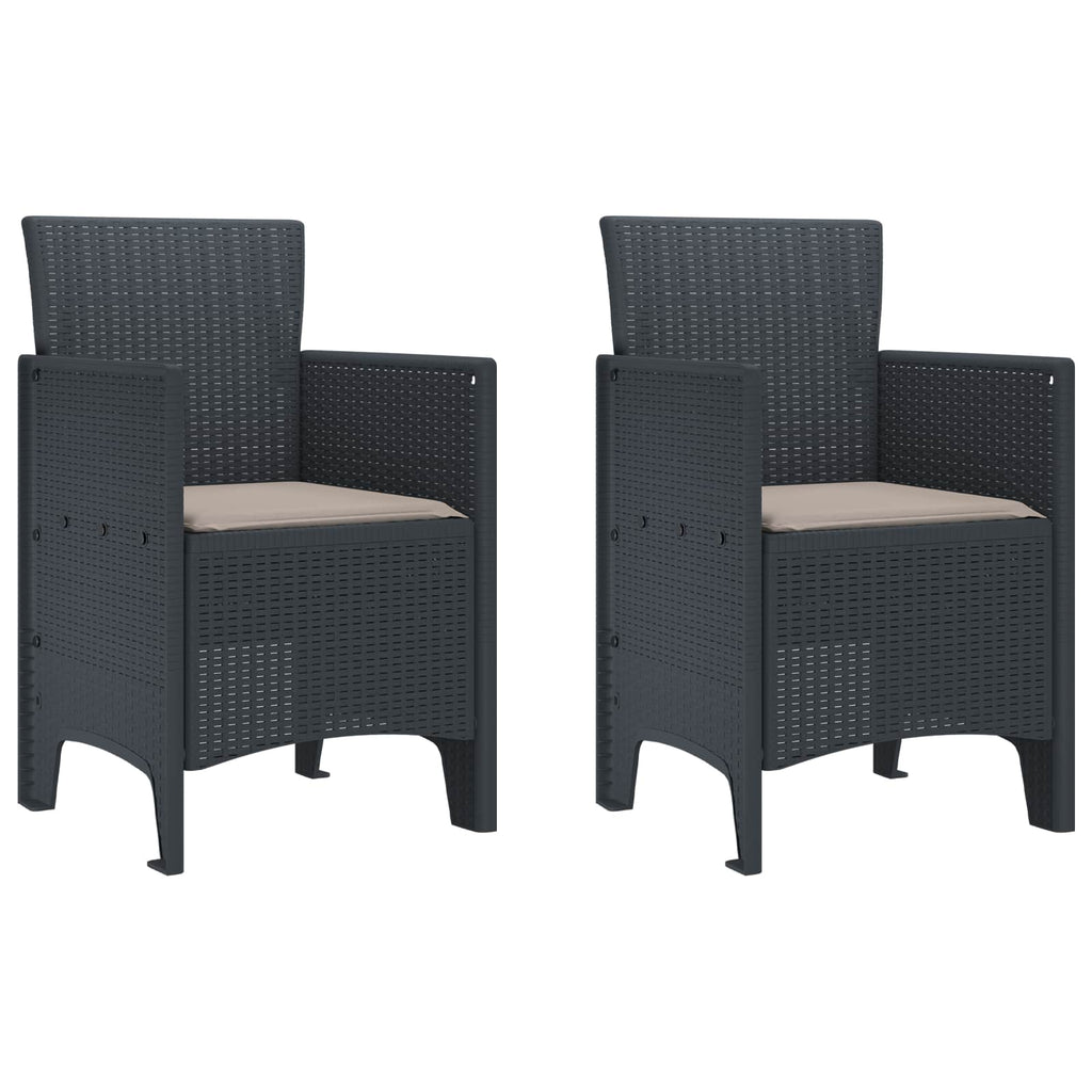 vidaXL Krzesło Ogrodowe 2 pcs Antracyt 53 x 49 x 85 cm polipropylen
