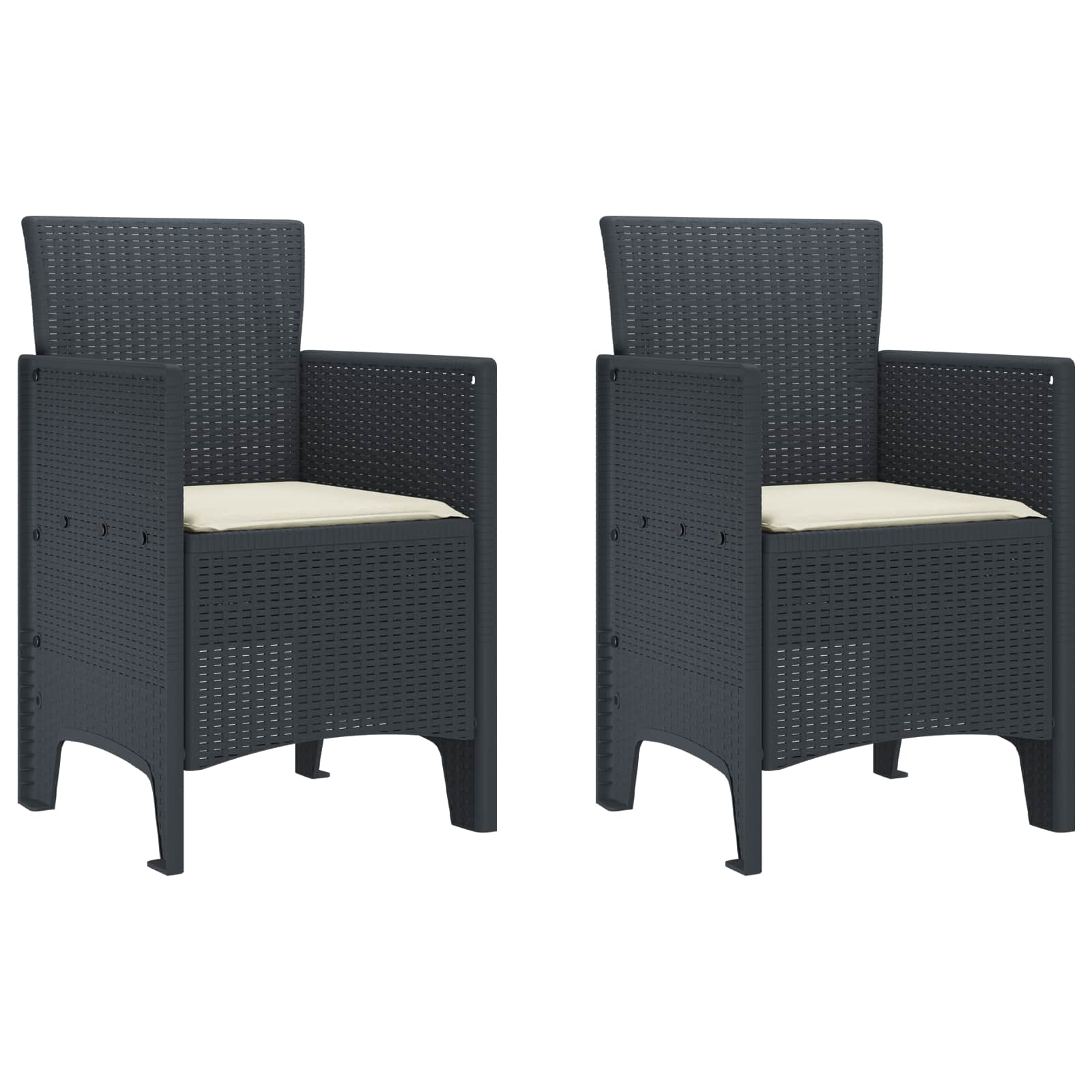 vidaXL Krzesło Ogrodowe 2 pcs Antracyt 53 x 49 x 85 cm polipropylen