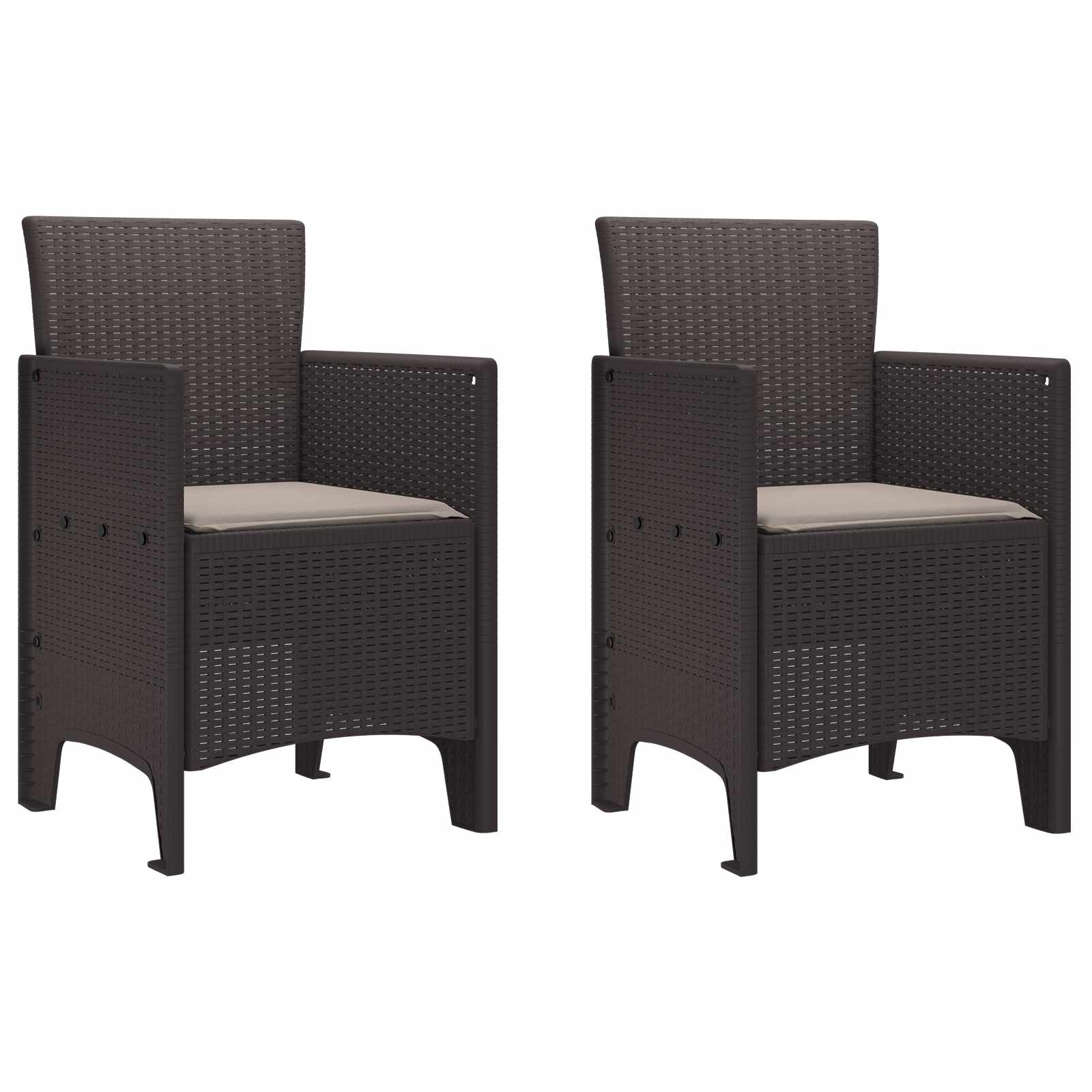 vidaXL Krzesło Ogrodowe 2 pcs Brązowy 53 x 49 x 85 cm polipropylen