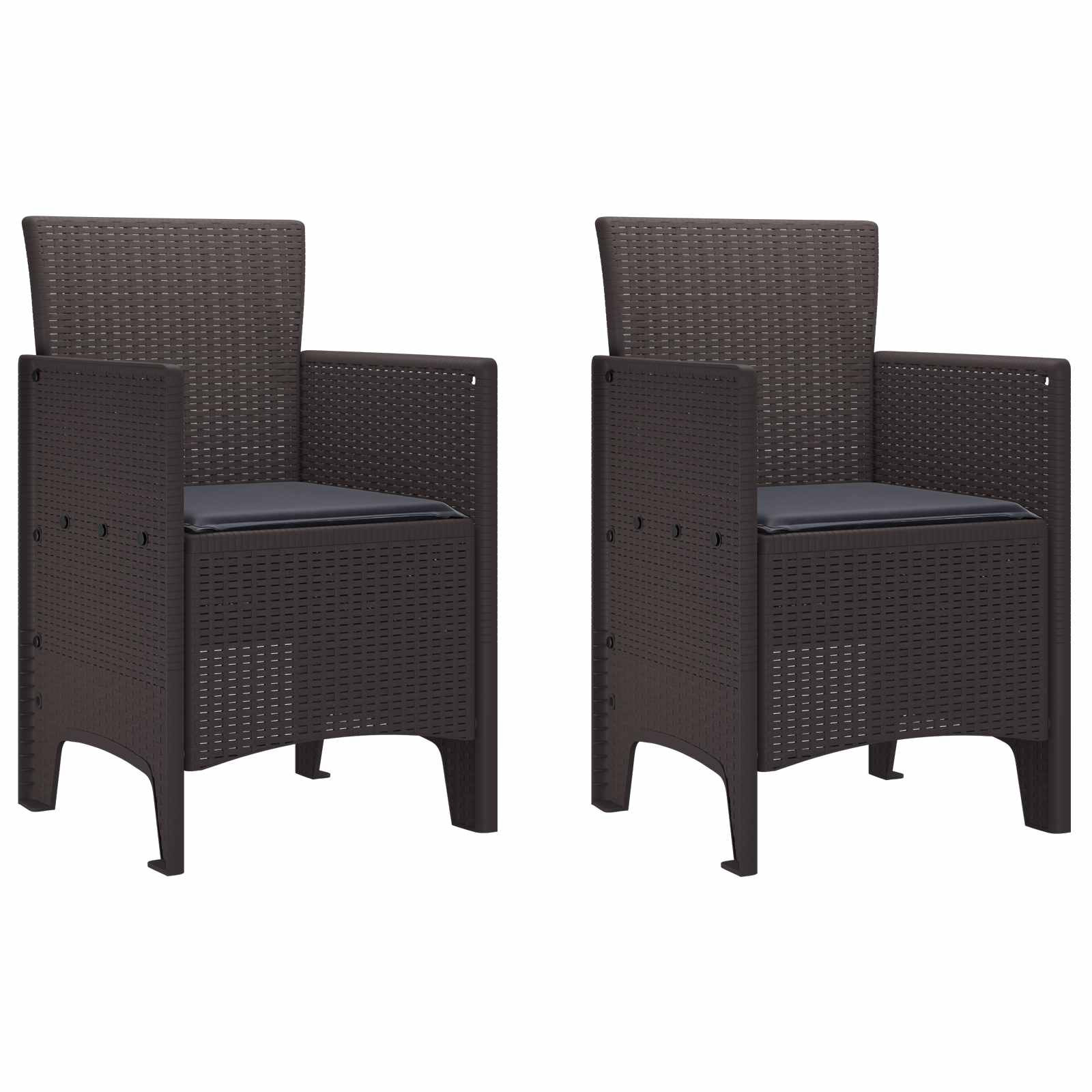 vidaXL Krzesło Ogrodowe 2 pcs Brązowy 53 x 49 x 85 cm polipropylen