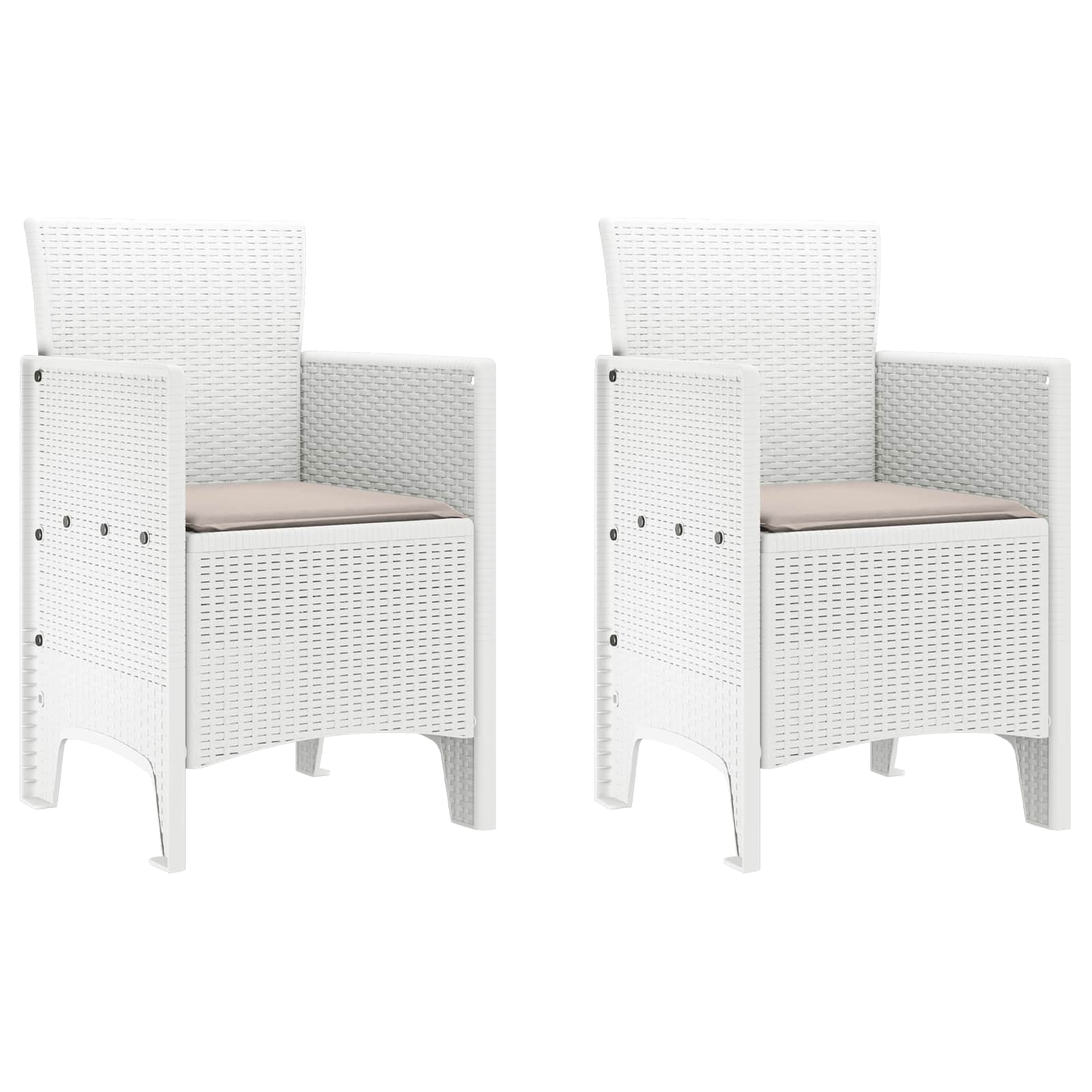vidaXL Krzesło Ogrodowe 2 pcs Biały 53 x 49 x 85 cm polipropylen