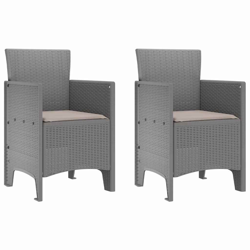 vidaXL Krzesło Ogrodowe 2 pcs Jasnoszary 53 x 49 x 85 cm polipropylen