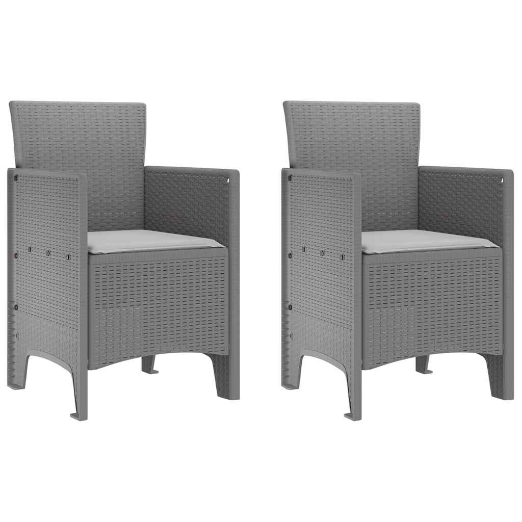 vidaXL Krzesło Ogrodowe 2 pcs Jasnoszary 53 x 49 x 85 cm polipropylen