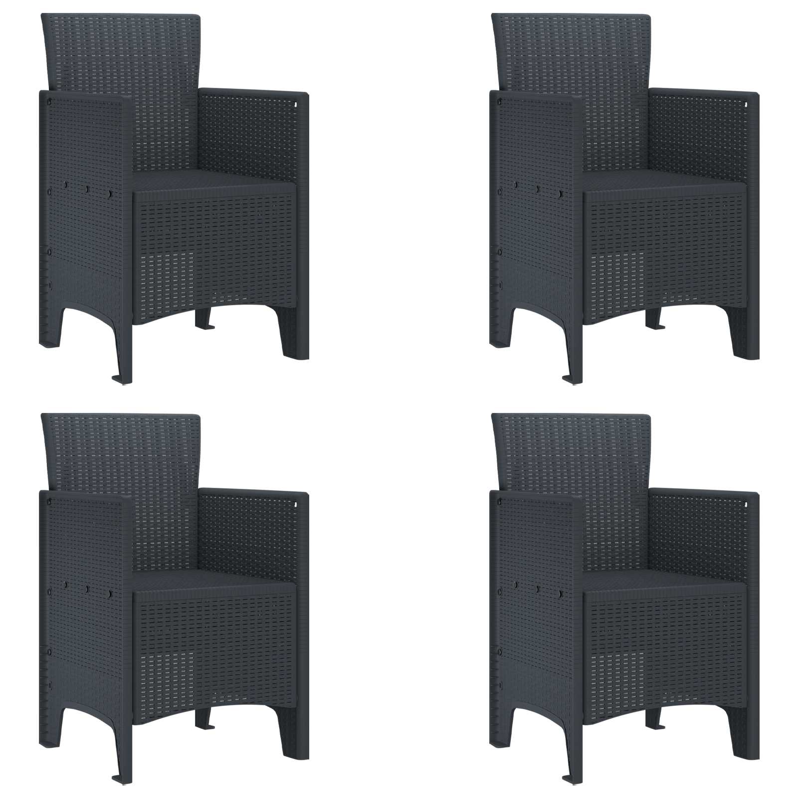 vidaXL Krzesło Ogrodowe 4 pcs Antracyt 53 x 49 x 85 cm polipropylen