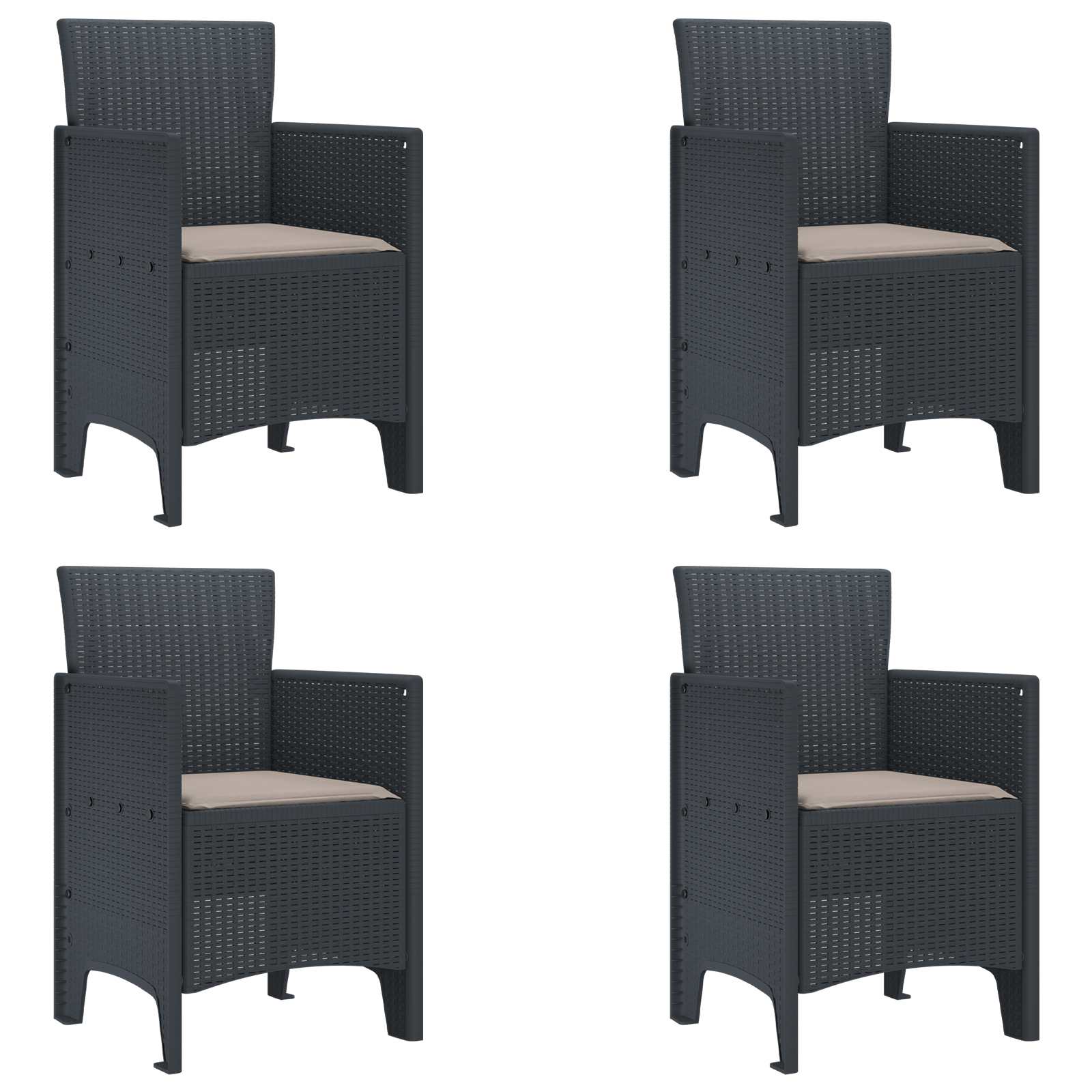 vidaXL Krzesło Ogrodowe 4 pcs Antracyt 53 x 49 x 85 cm polipropylen