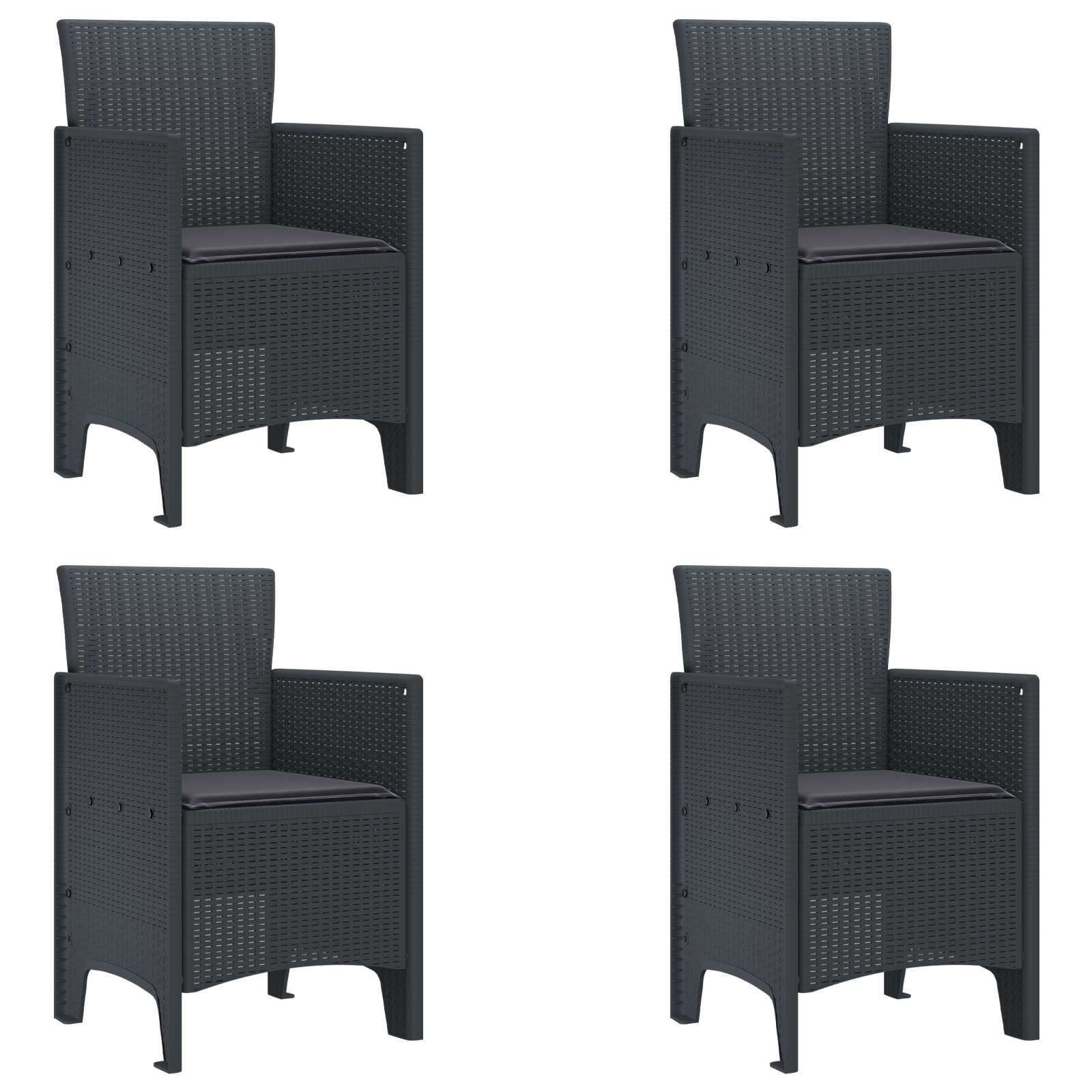vidaXL Krzesło Ogrodowe 4 pcs Antracyt 53 x 49 x 85 cm polipropylen