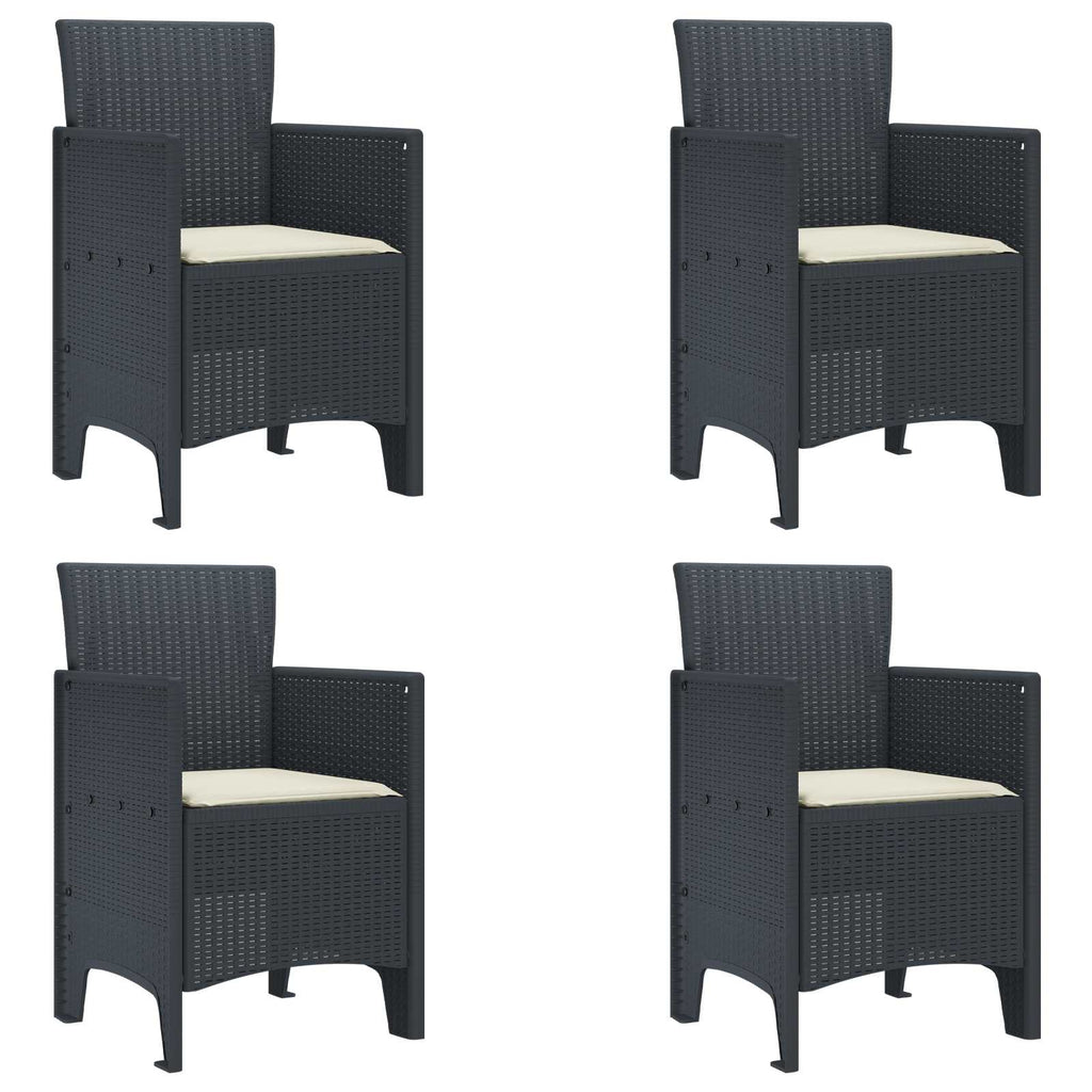 vidaXL Krzesło Ogrodowe 4 pcs Antracyt 53 x 49 x 85 cm polipropylen
