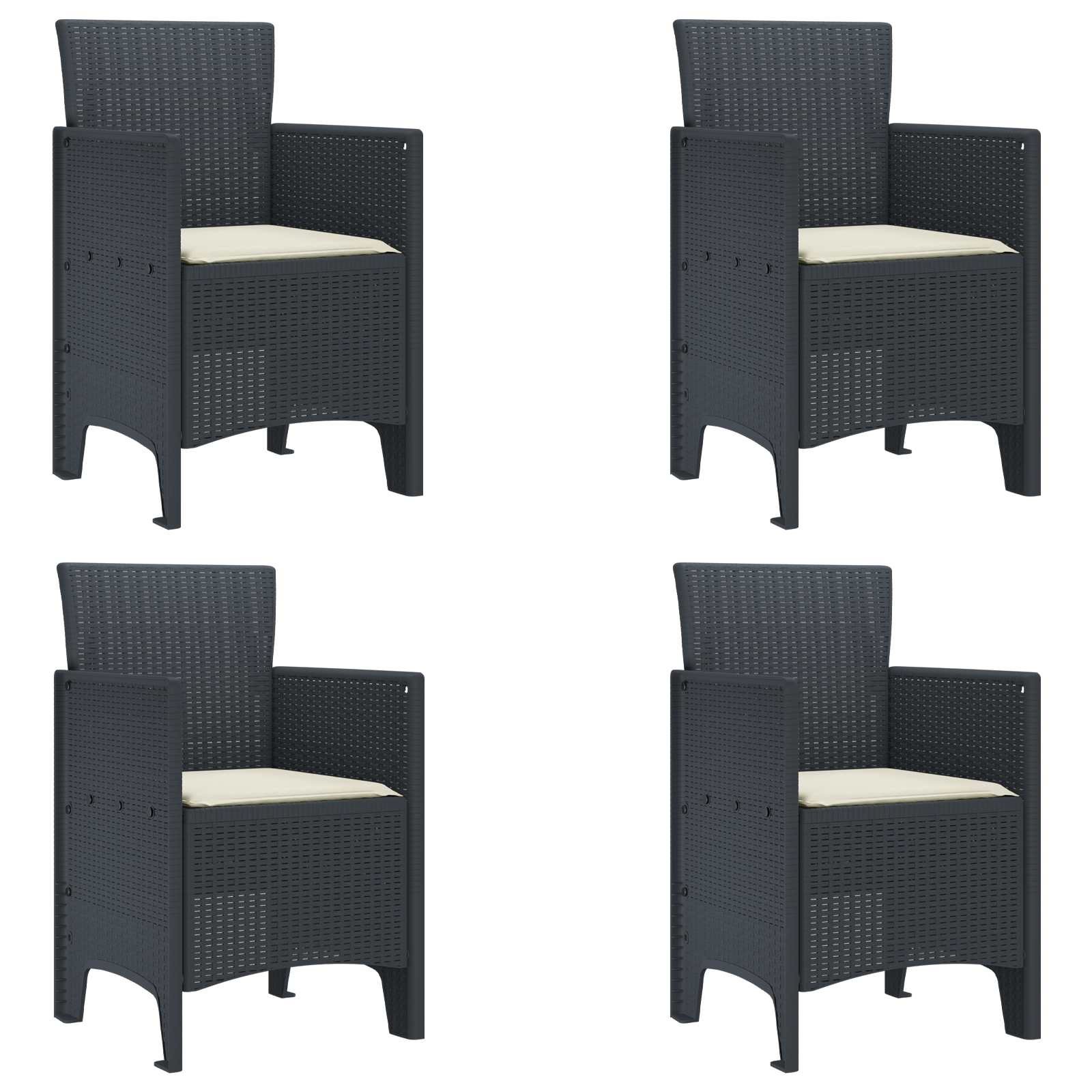 vidaXL Krzesło Ogrodowe 4 pcs Antracyt 53 x 49 x 85 cm polipropylen