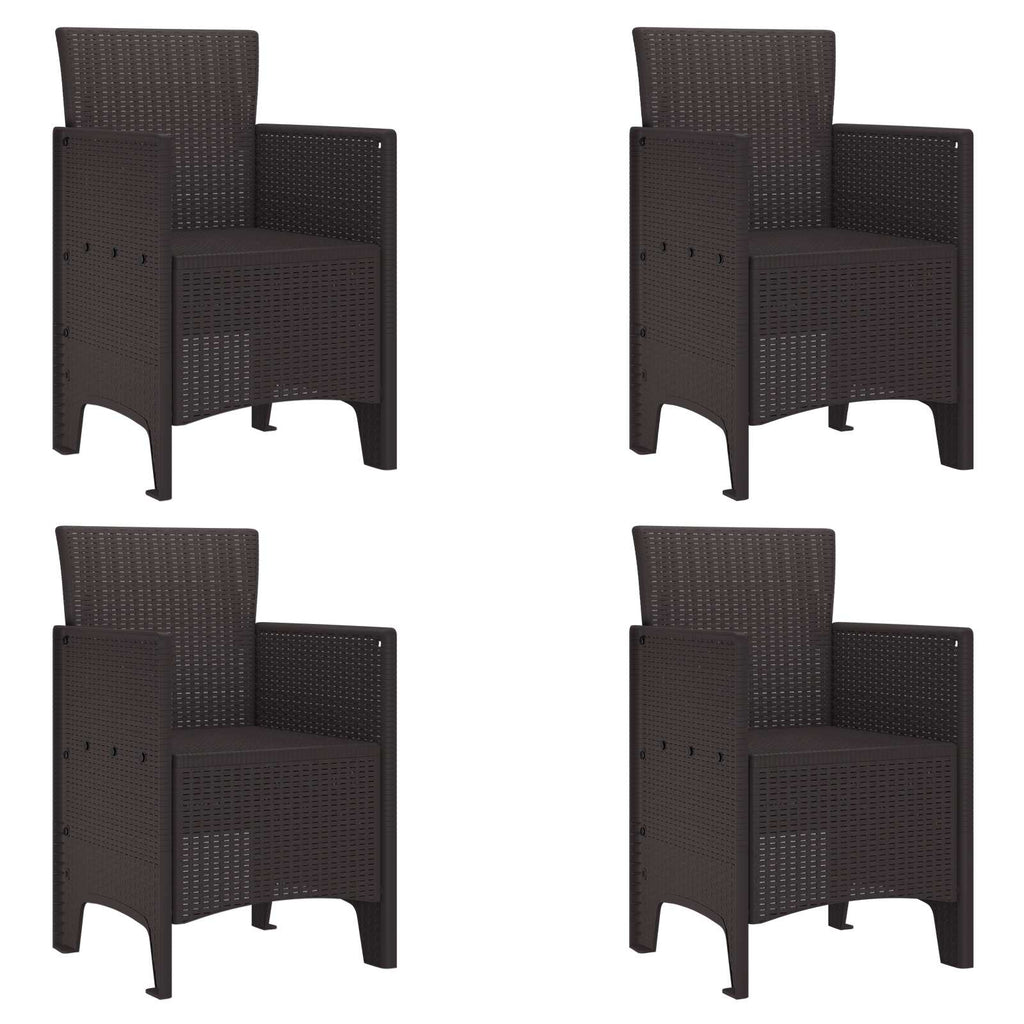 vidaXL Krzesło Ogrodowe 4 pcs Brązowy 53 x 49 x 85 cm polipropylen