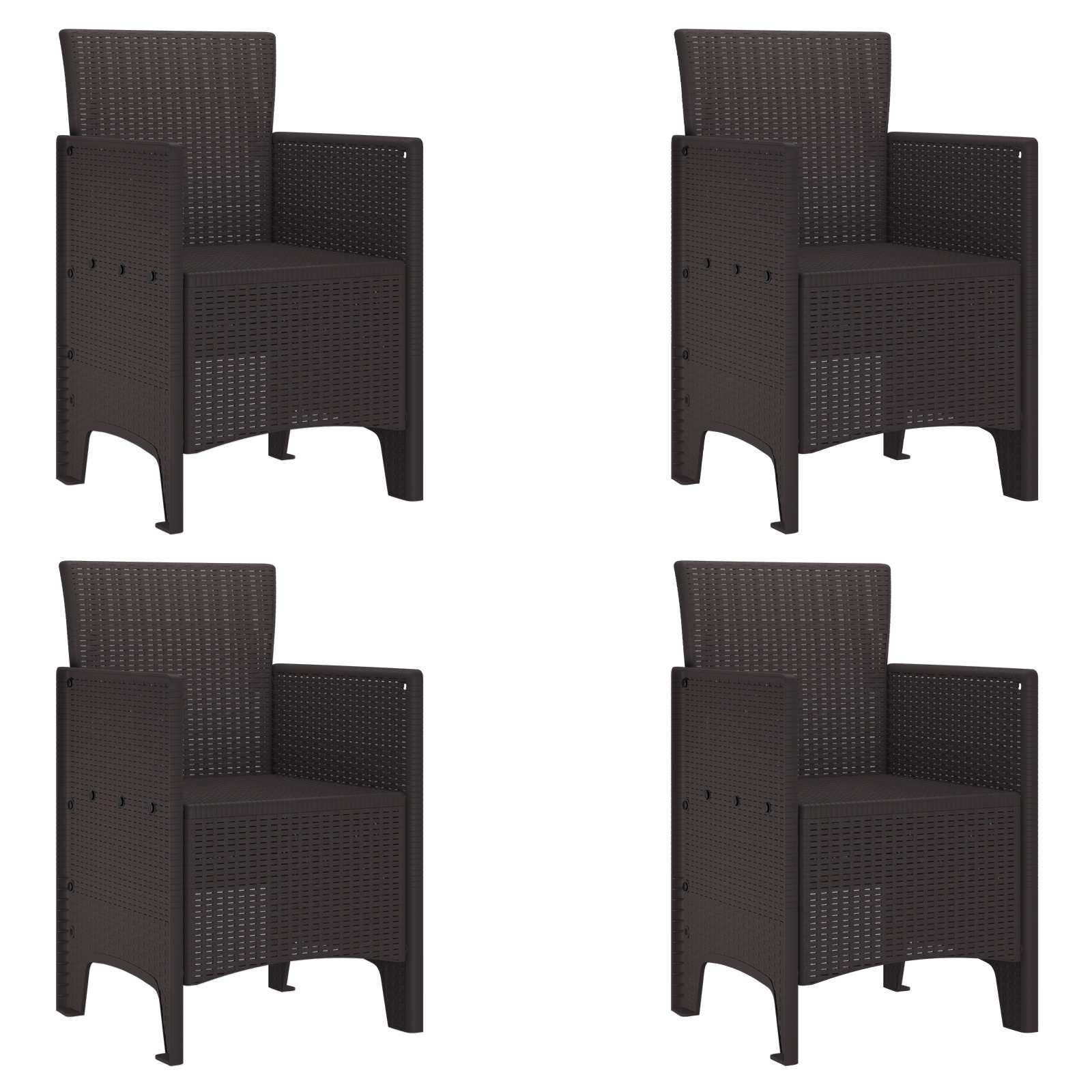 vidaXL Krzesło Ogrodowe 4 pcs Brązowy 53 x 49 x 85 cm polipropylen