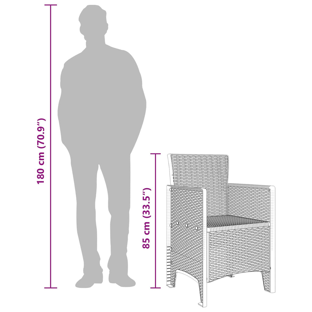 vidaXL Krzesło Ogrodowe 4 pcs Brązowy 53 x 49 x 85 cm polipropylen