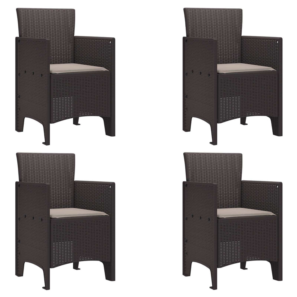 vidaXL Krzesło Ogrodowe 4 pcs Brązowy 53 x 49 x 85 cm polipropylen