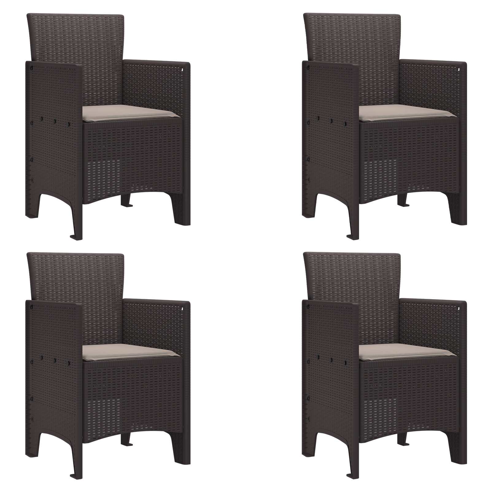 vidaXL Krzesło Ogrodowe 4 pcs Brązowy 53 x 49 x 85 cm polipropylen