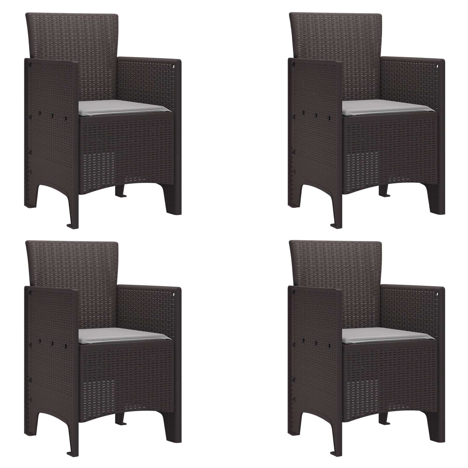 vidaXL Krzesło Ogrodowe 4 pcs Brązowy 53 x 49 x 85 cm polipropylen