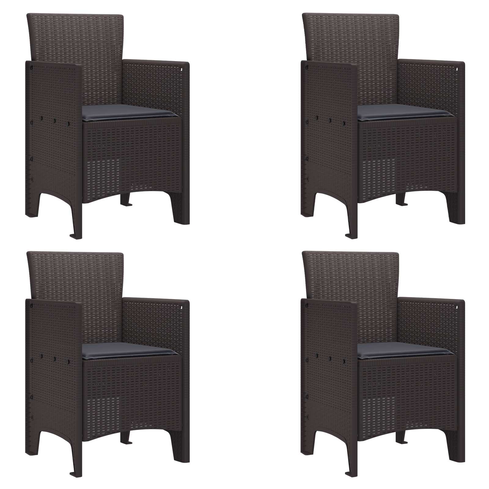 vidaXL Krzesło Ogrodowe 4 pcs Brązowy 53 x 49 x 85 cm polipropylen