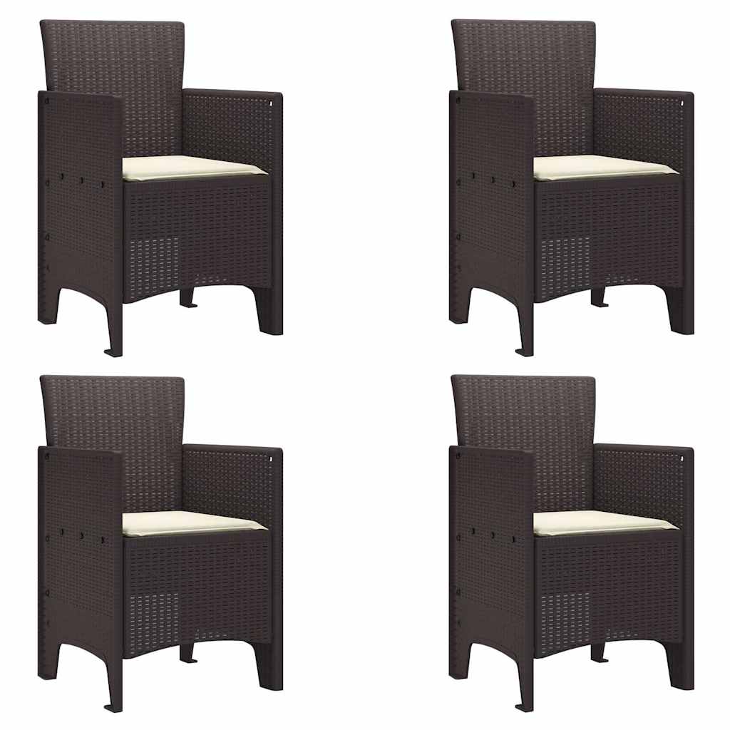 vidaXL Krzesło Ogrodowe 4 pcs Brązowy 53 x 49 x 85 cm polipropylen