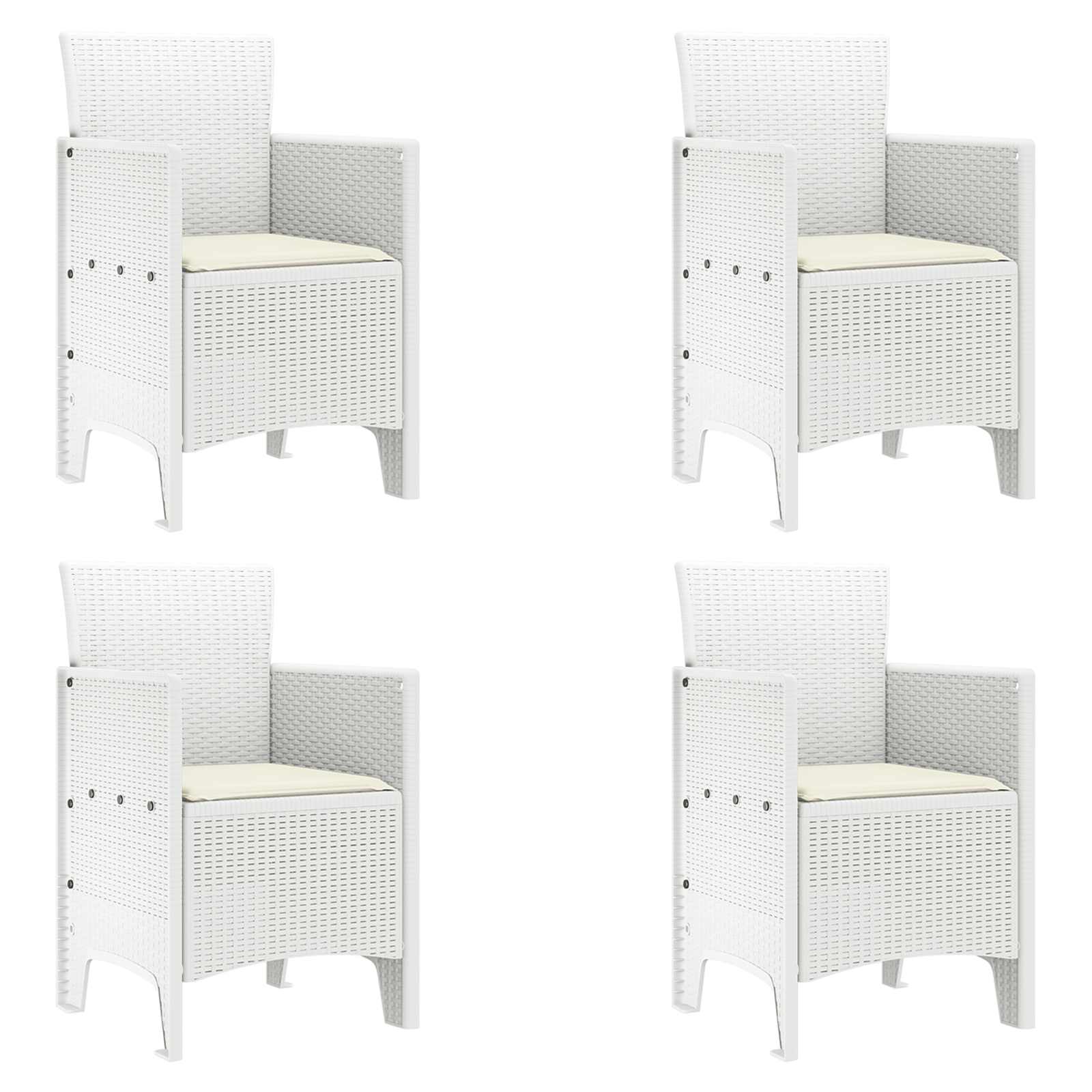 vidaXL Krzesło Ogrodowe 4 pcs Biały 53 x 49 x 85 cm polipropylen