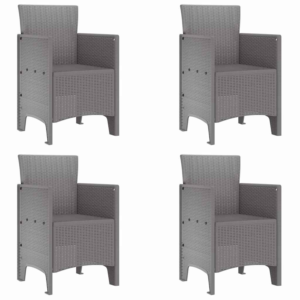 vidaXL Krzesło Ogrodowe 4 pcs Jasnoszary 53 x 49 x 85 cm polipropylen