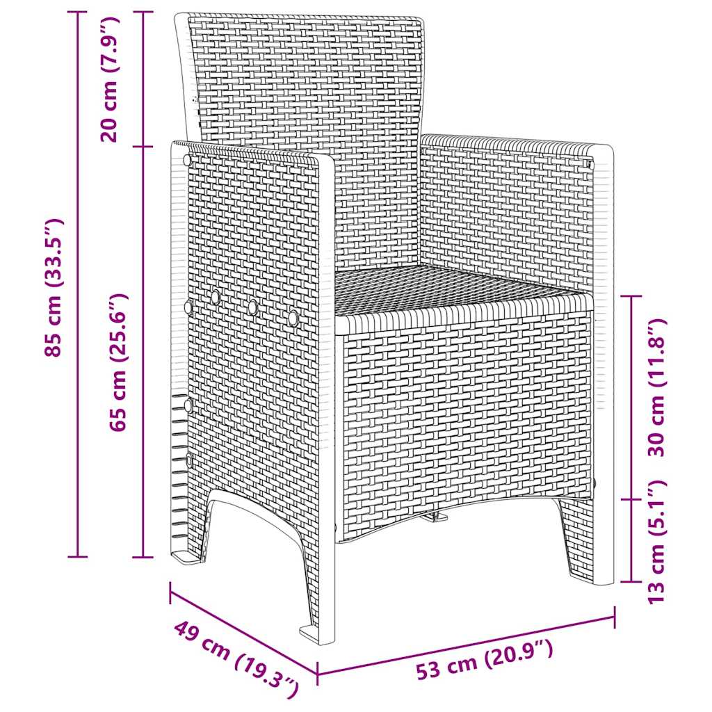 vidaXL Krzesło Ogrodowe 4 pcs Jasnoszary 53 x 49 x 85 cm polipropylen