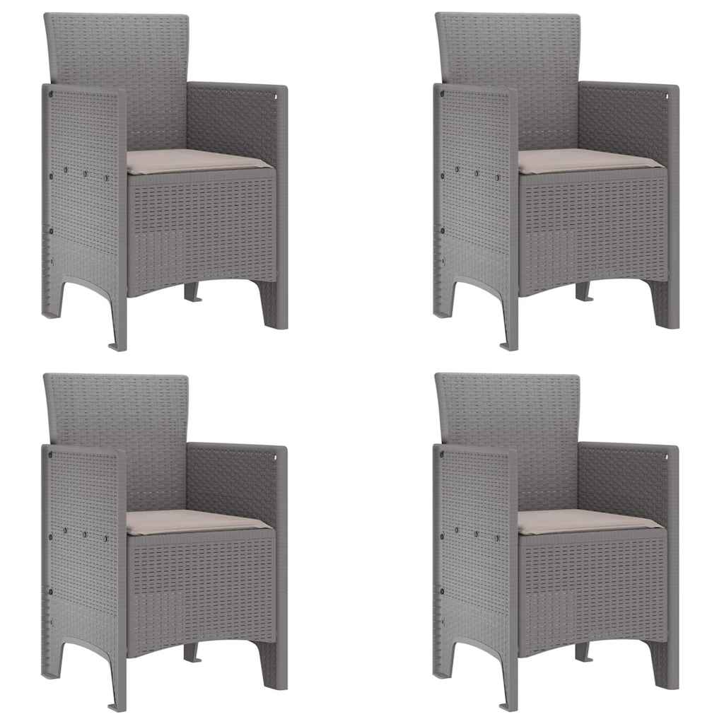 vidaXL Krzesło Ogrodowe 4 pcs Jasnoszary 53 x 49 x 85 cm polipropylen