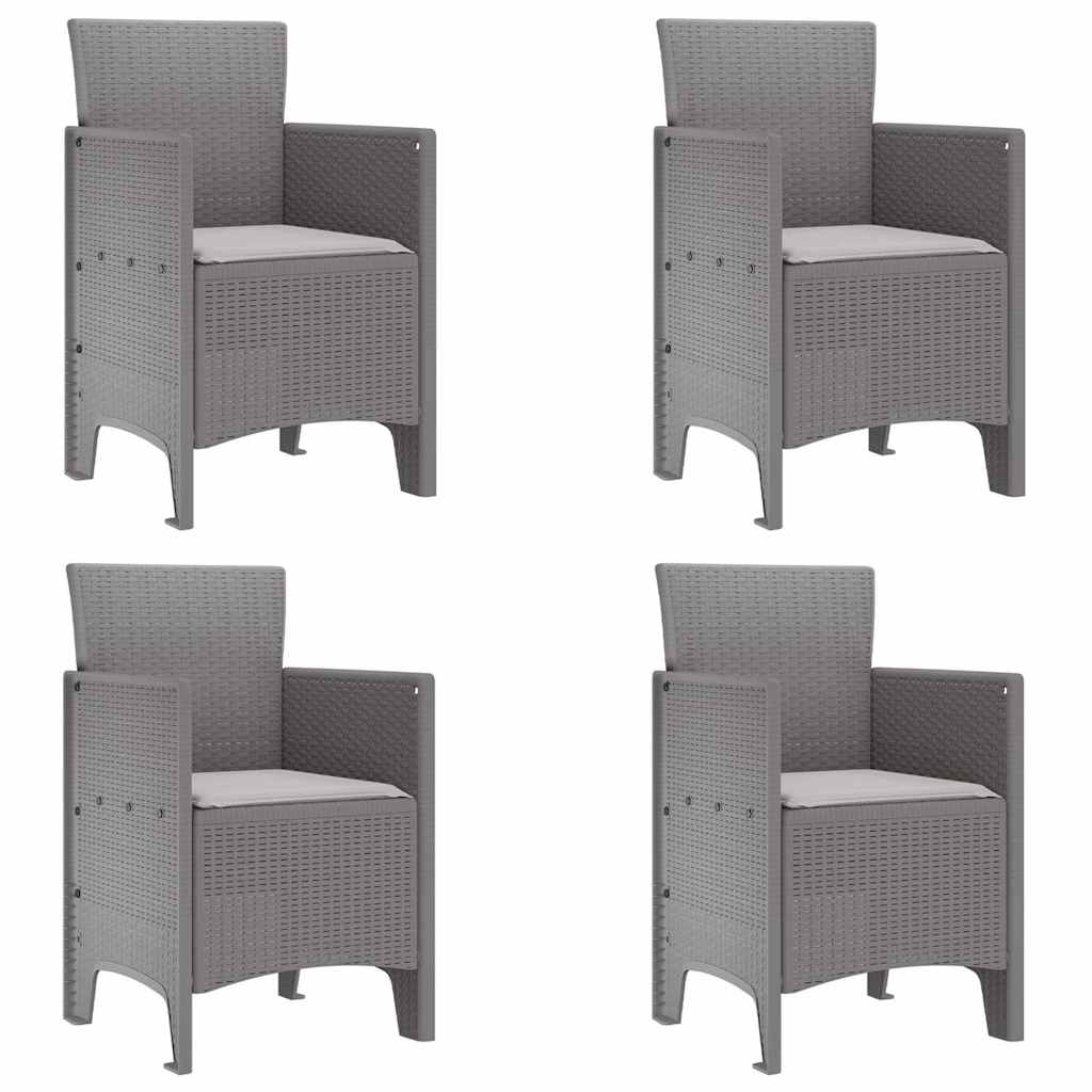 vidaXL Krzesło Ogrodowe 4 pcs Jasnoszary 53 x 49 x 85 cm polipropylen