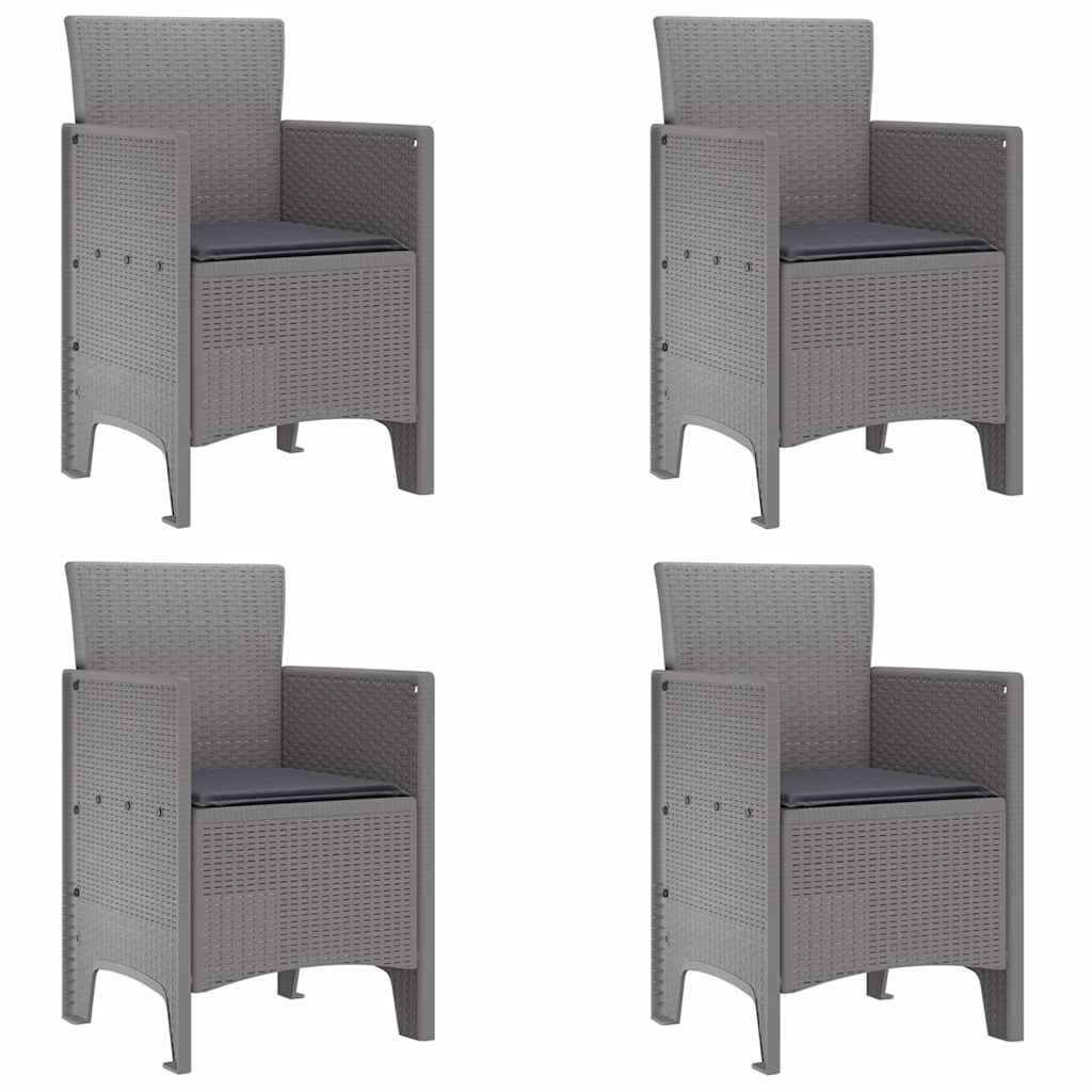 vidaXL Krzesło Ogrodowe 4 pcs Jasnoszary 53 x 49 x 85 cm polipropylen