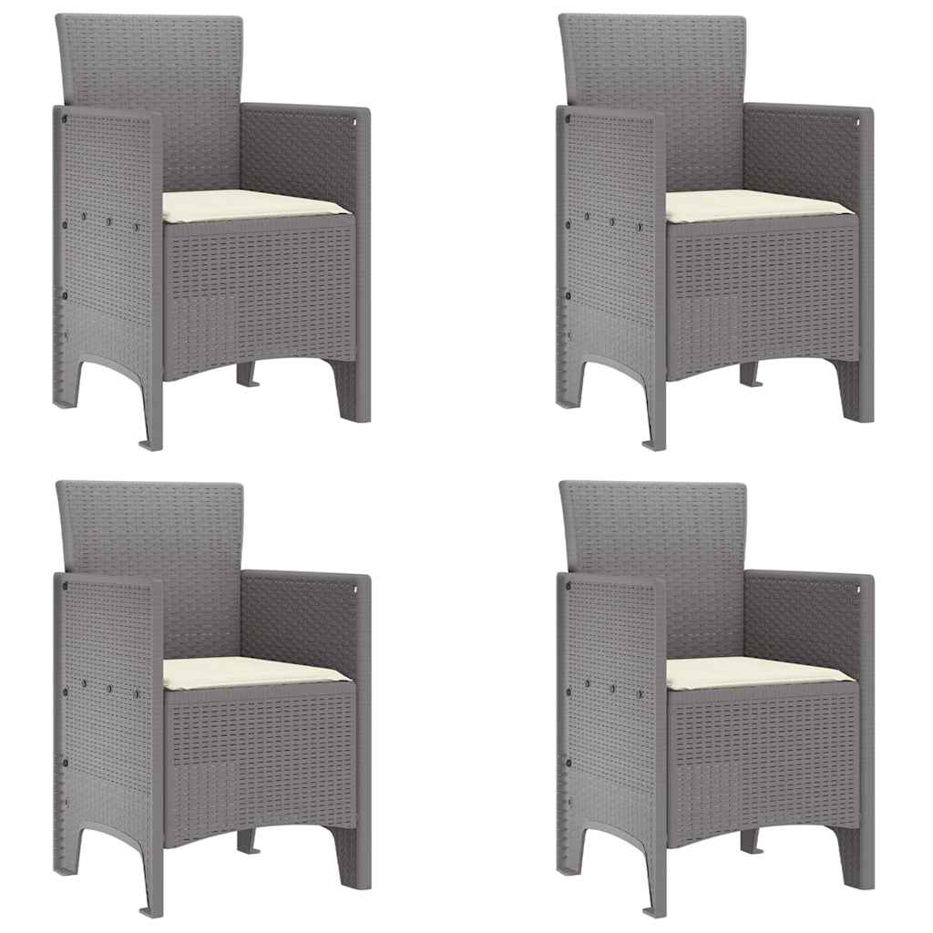 vidaXL Krzesło Ogrodowe 4 pcs Jasnoszary 53 x 49 x 85 cm polipropylen