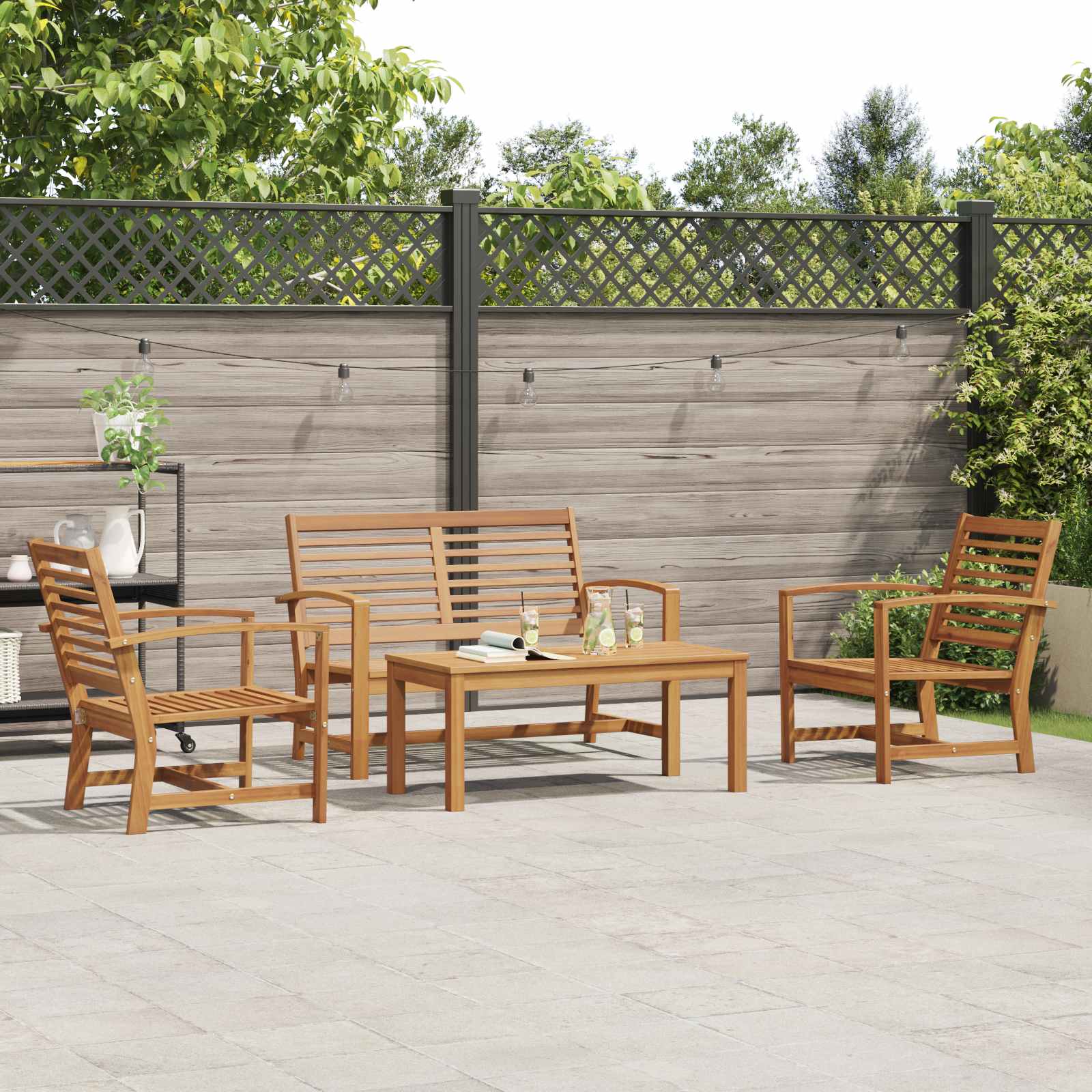 vidaXL Zestaw Sof na Ogród 4 pcs Naturalny Lite drewno teakowe