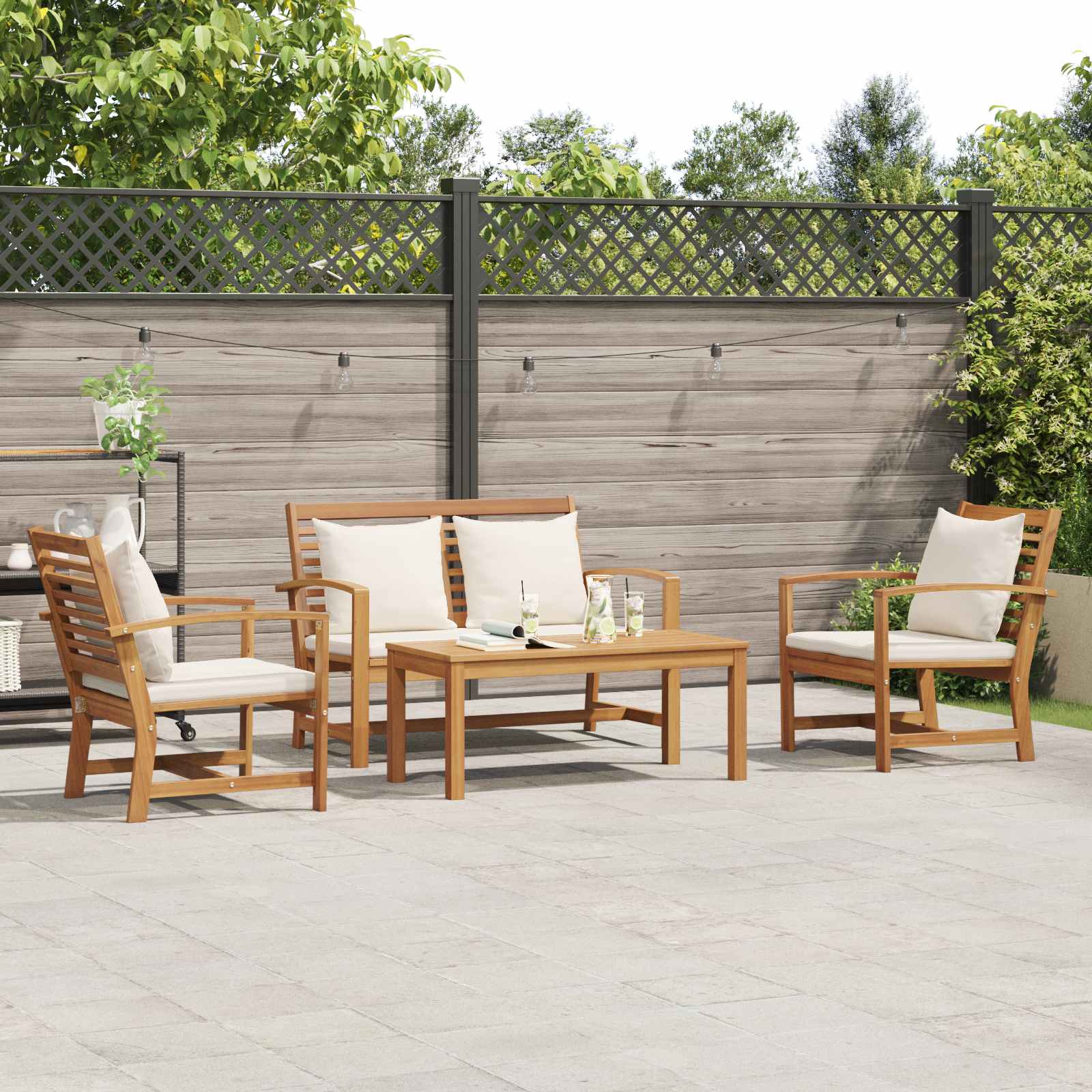 vidaXL Zestaw Sof na Ogród 4 pcs Naturalny Lite drewno teakowe