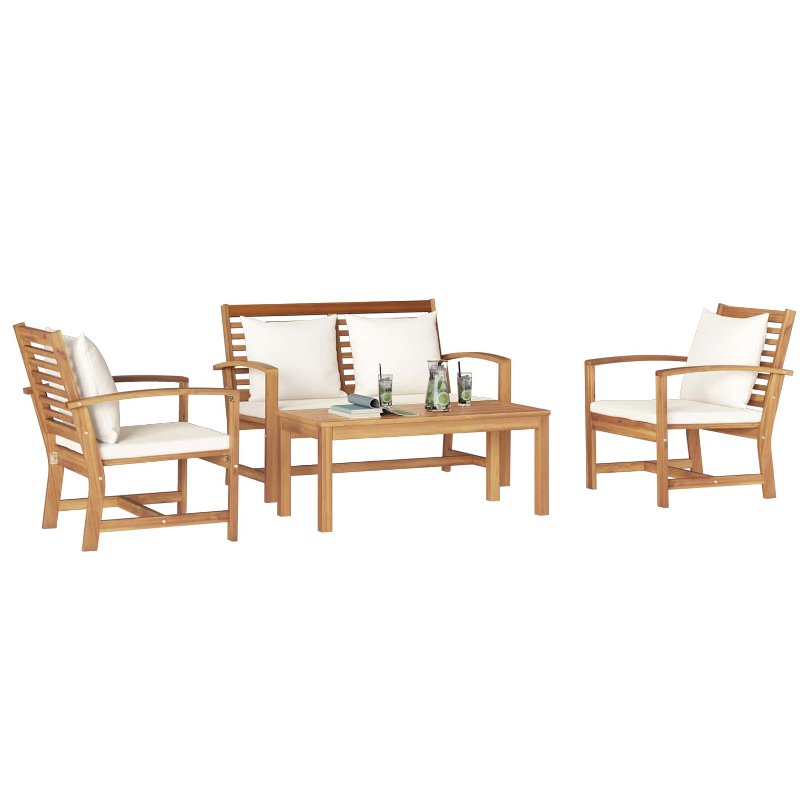 vidaXL Zestaw Sof na Ogród 4 pcs Naturalny Lite drewno teakowe