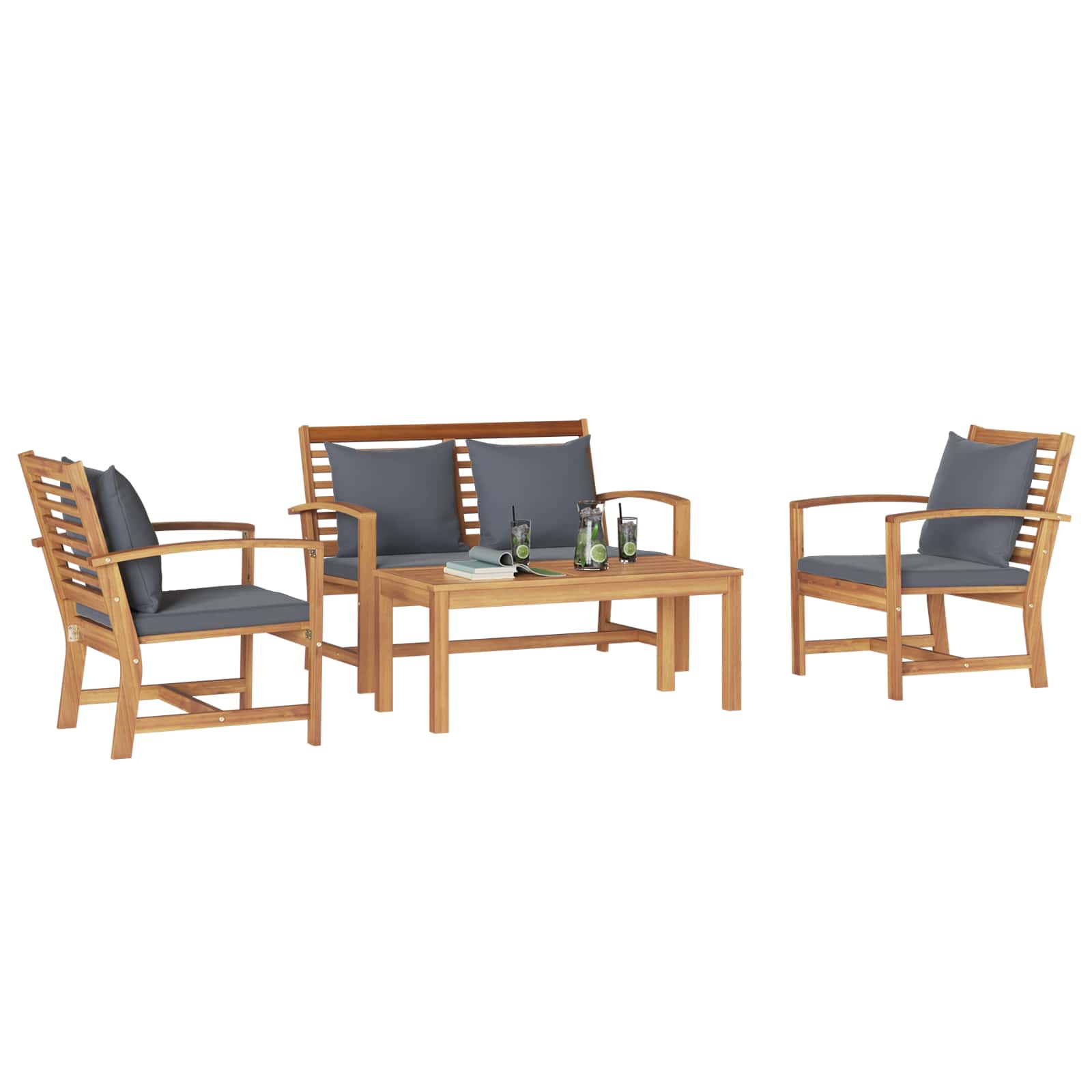 vidaXL Zestaw Sof na Ogród 4 pcs Naturalny Lite drewno teakowe