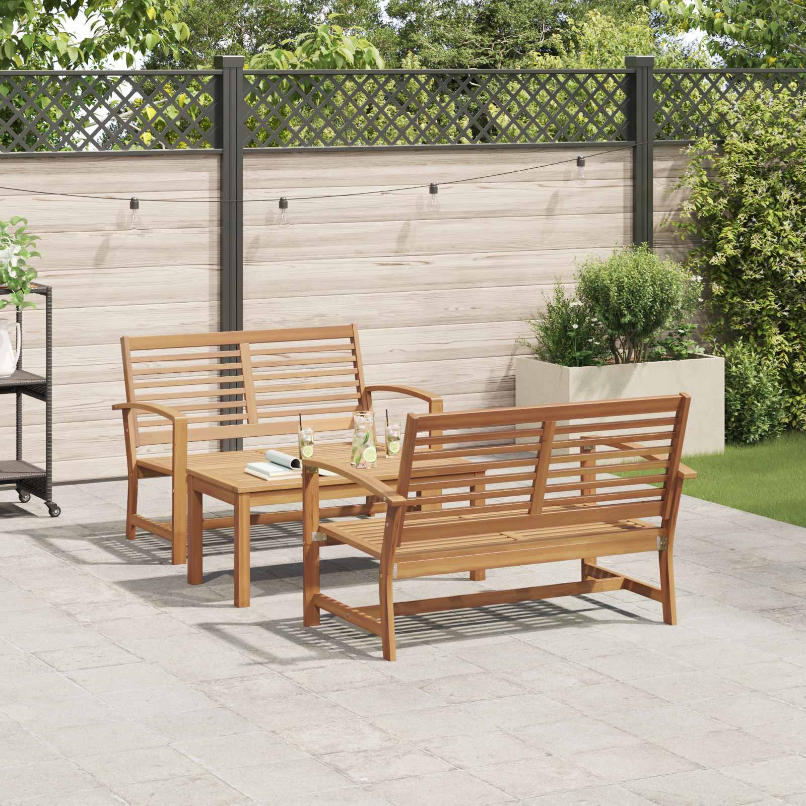 vidaXL Zestaw Sof na Ogród 3 pcs Naturalny Lite drewno teakowe