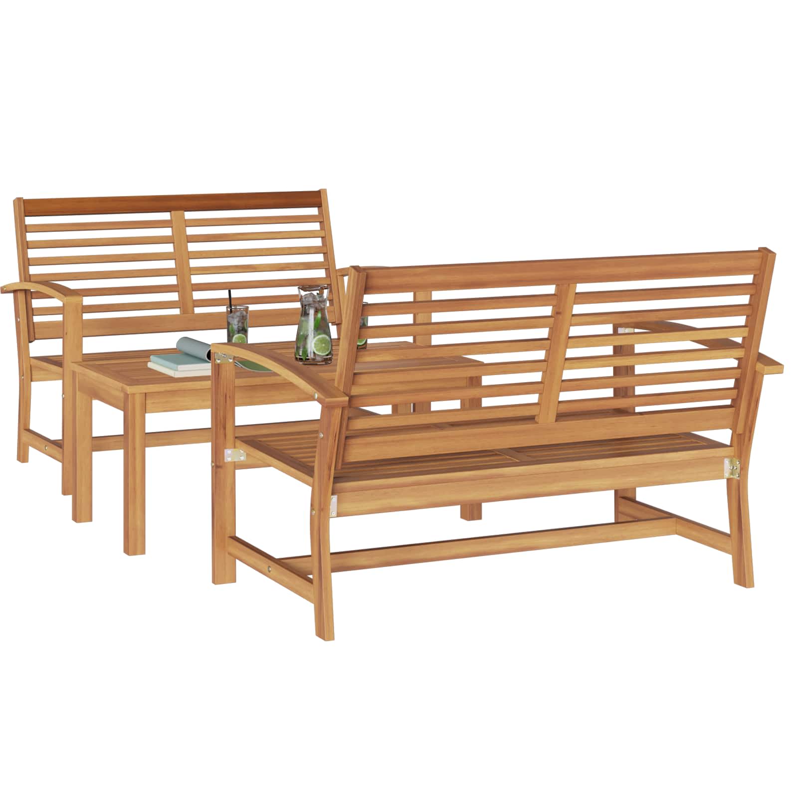 vidaXL Zestaw Sof na Ogród 3 pcs Naturalny Lite drewno teakowe