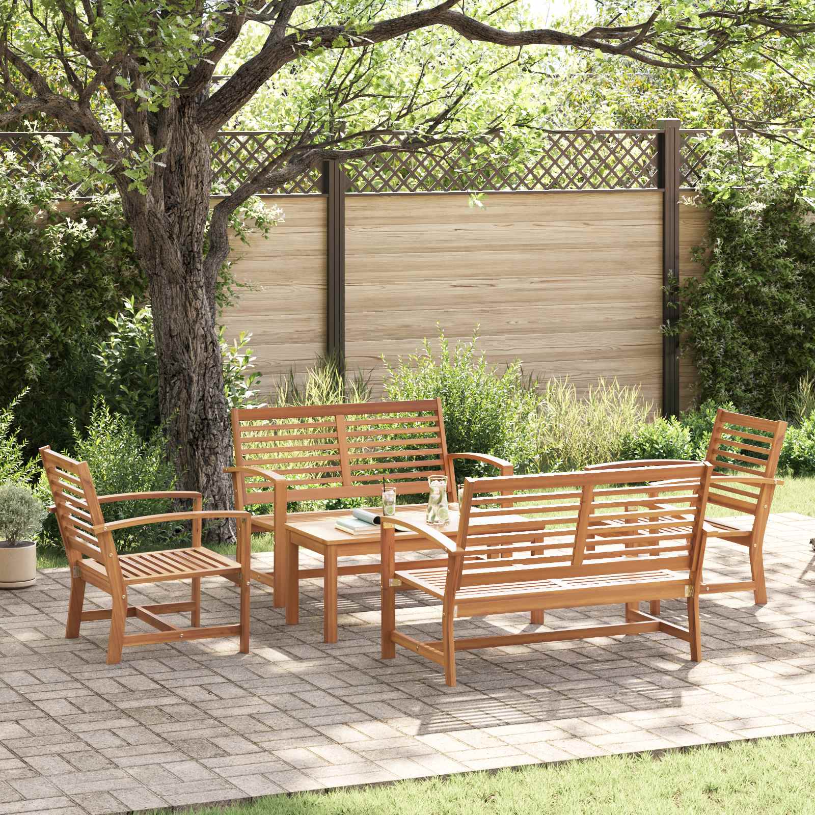 vidaXL Zestaw Sof na Ogród 5 pcs Naturalny Lite drewno teakowe