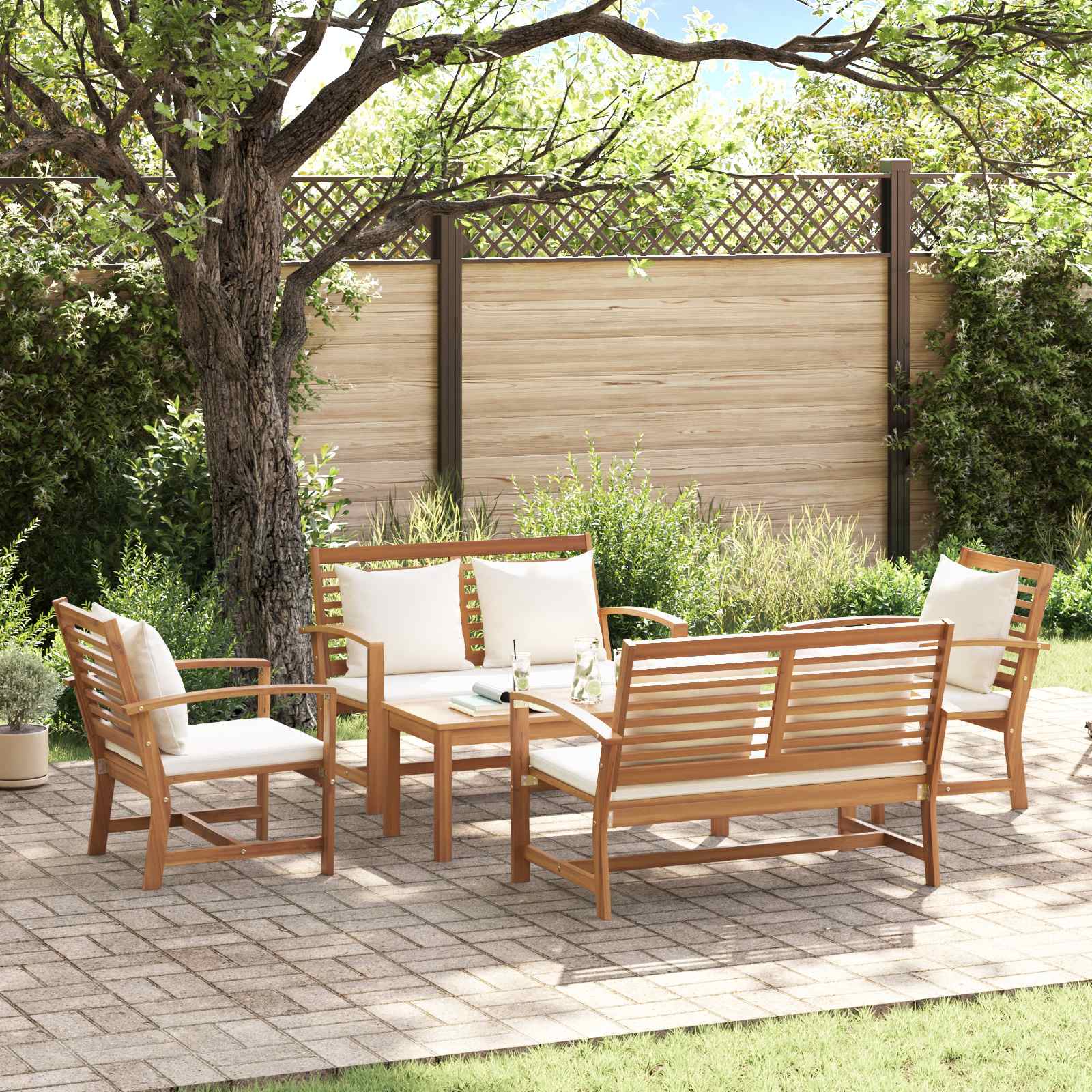 vidaXL Zestaw Sof na Ogród 5 pcs Naturalny Lite drewno teakowe