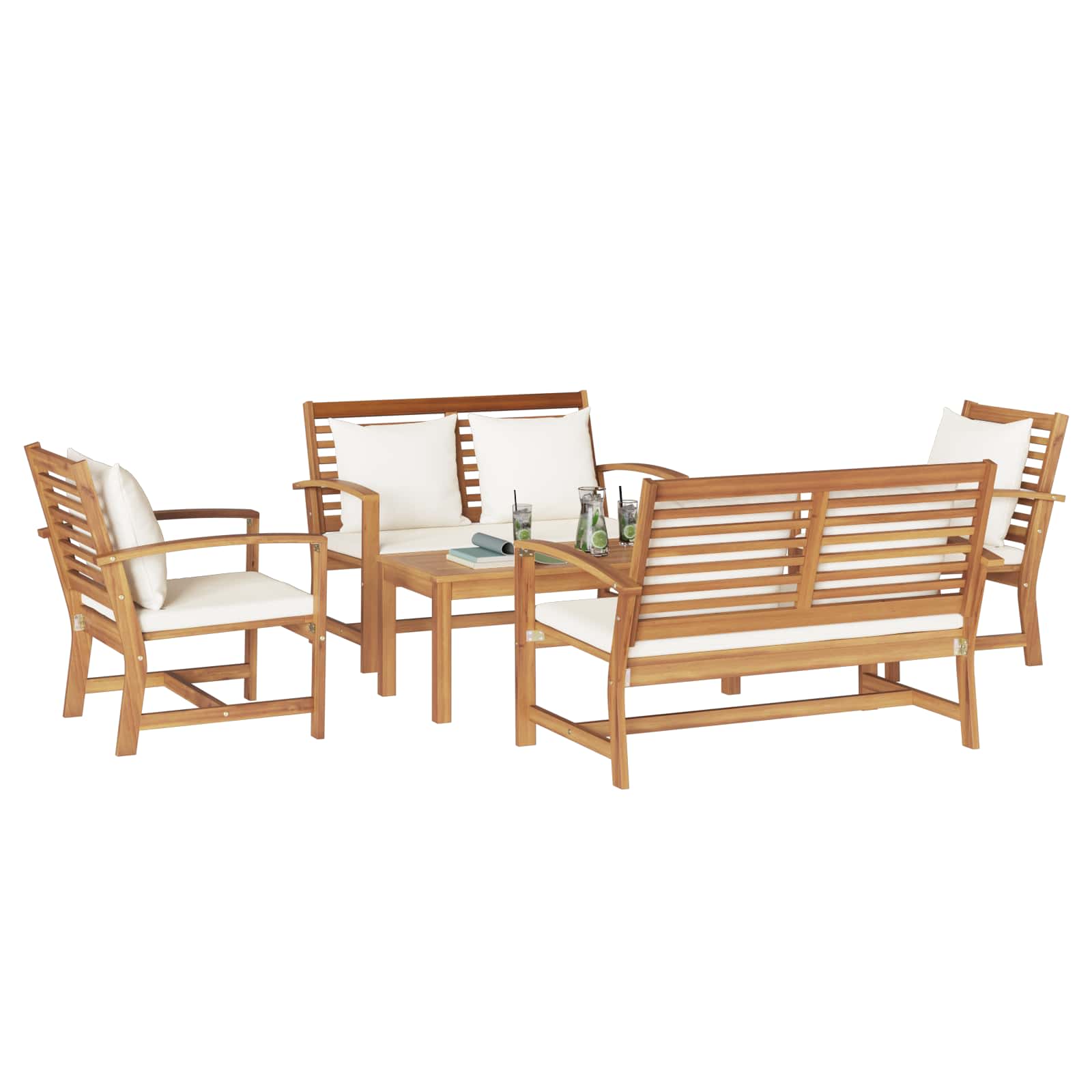 vidaXL Zestaw Sof na Ogród 5 pcs Naturalny Lite drewno teakowe