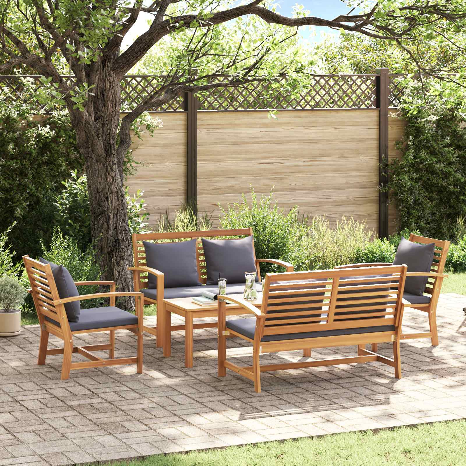 vidaXL Zestaw Sof na Ogród 5 pcs Naturalny Lite drewno teakowe