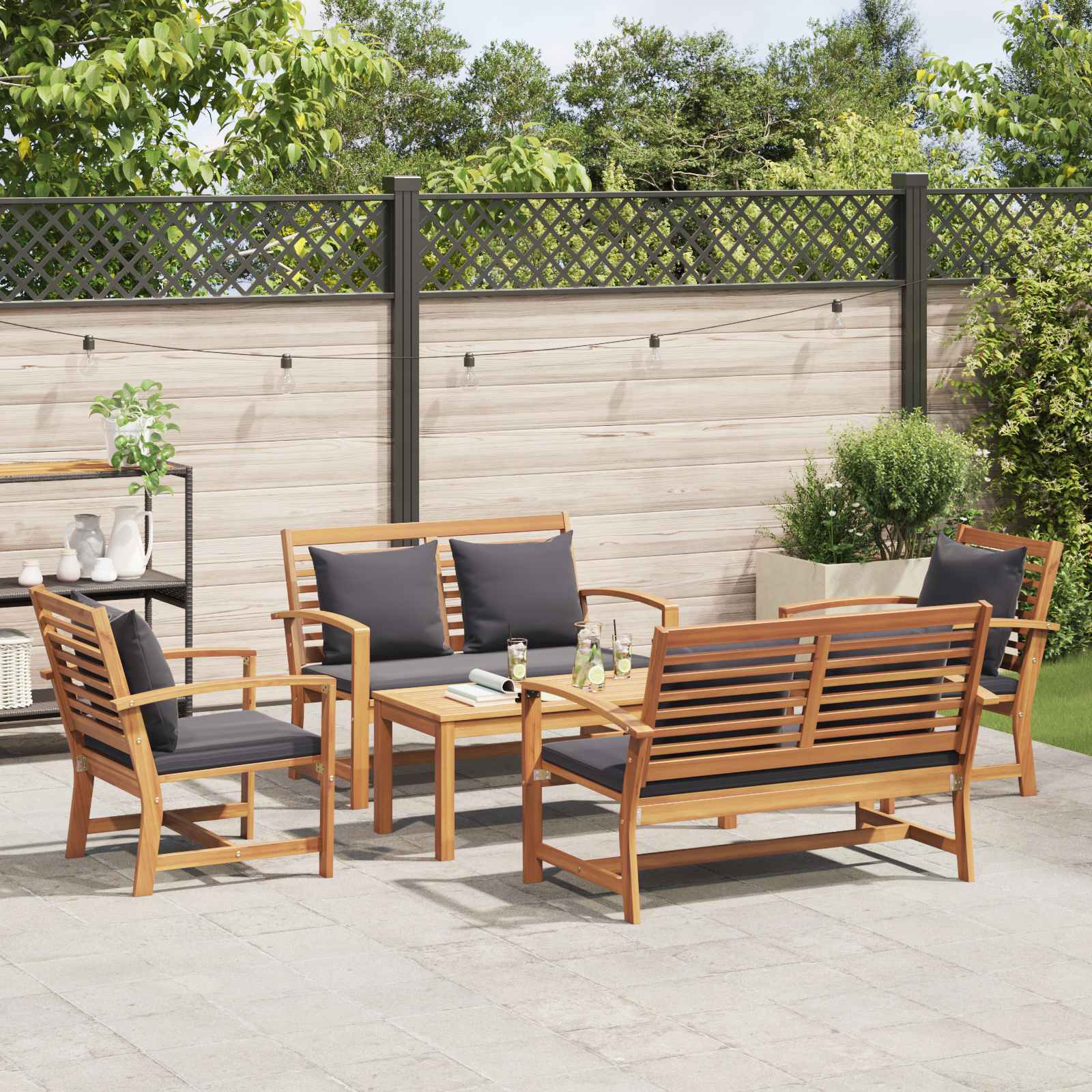 vidaXL Zestaw Sof na Ogród 5 pcs Naturalny Lite drewno teakowe