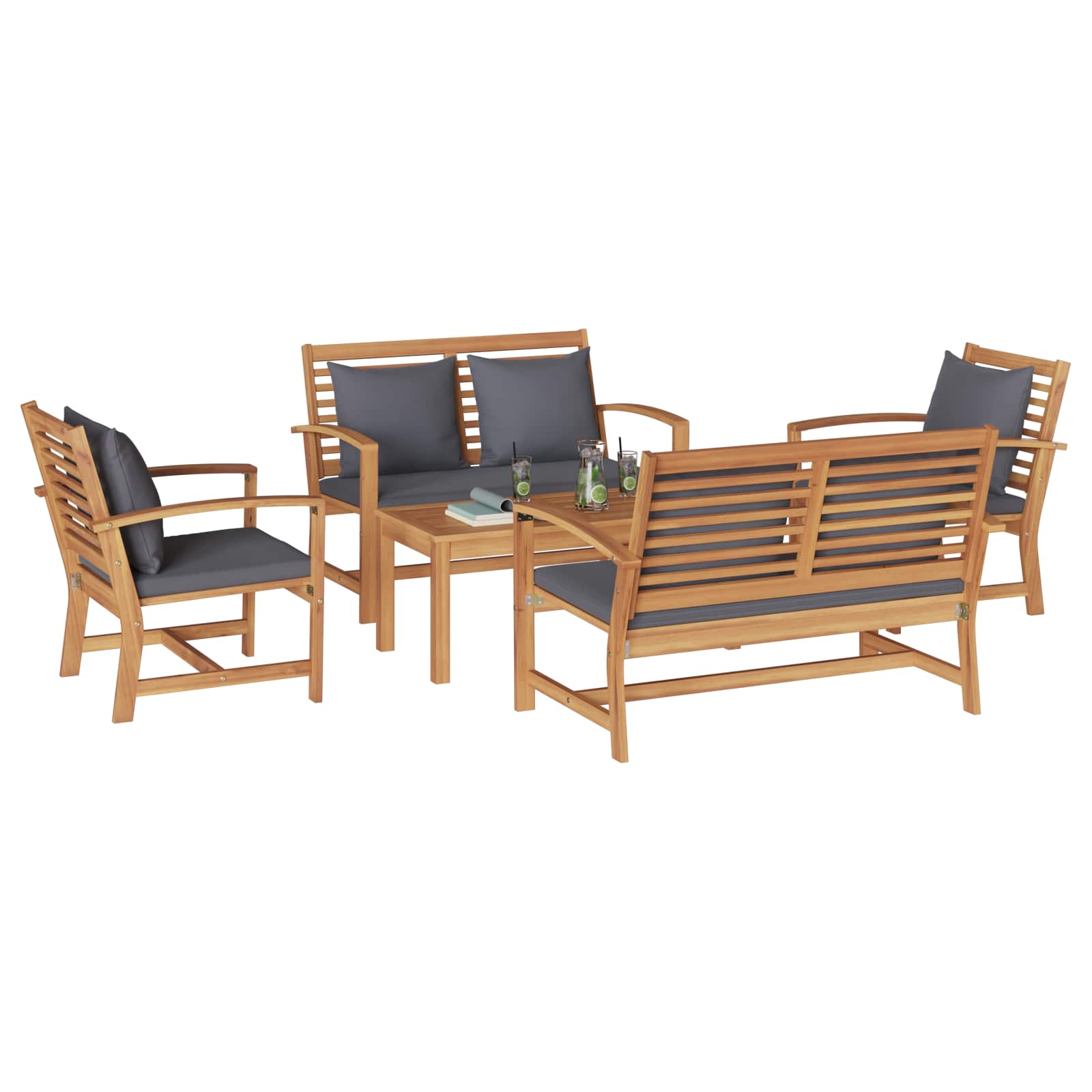 vidaXL Zestaw Sof na Ogród 5 pcs Naturalny Lite drewno teakowe