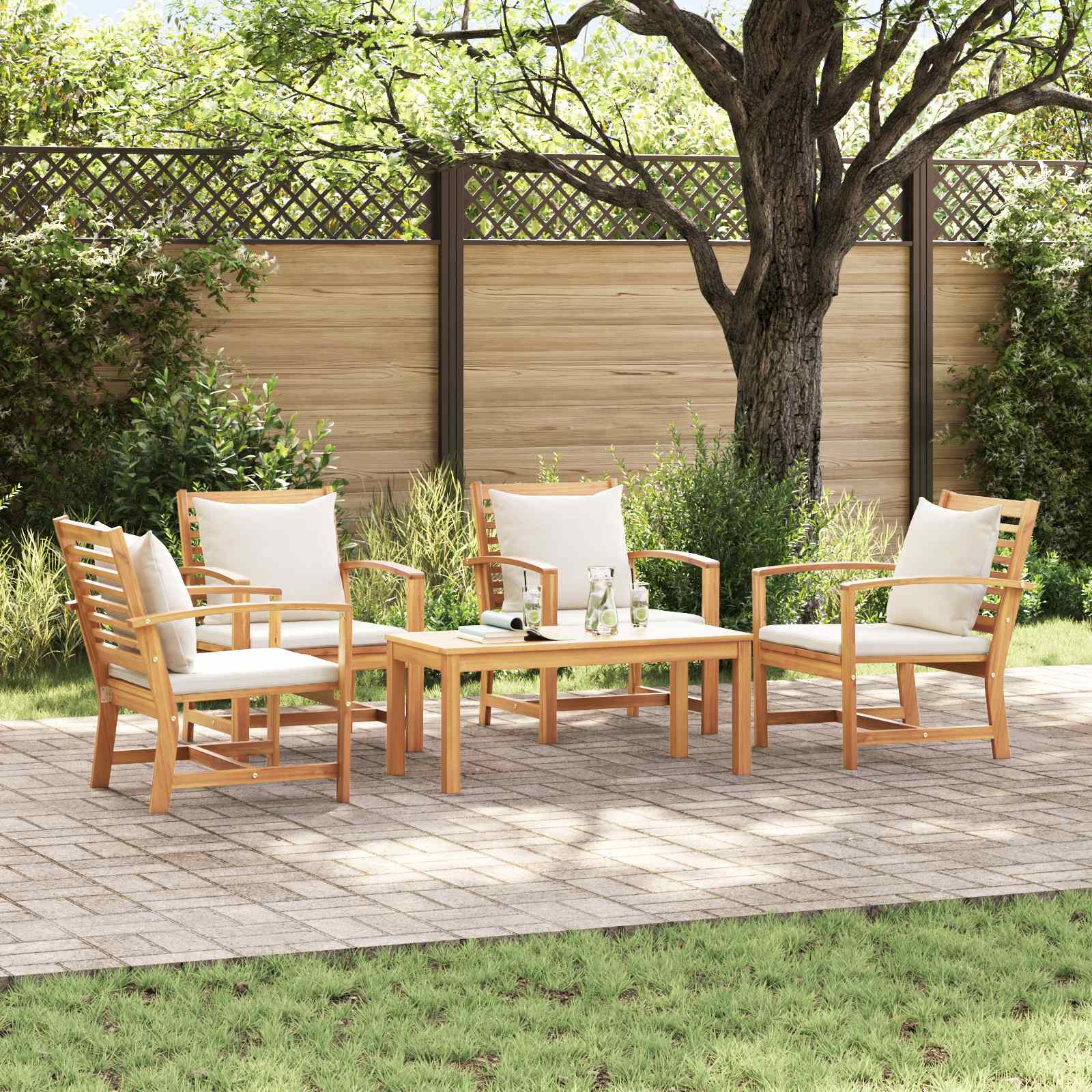 vidaXL Zestaw Sof na Ogród 5 pcs Naturalny Lite drewno teakowe