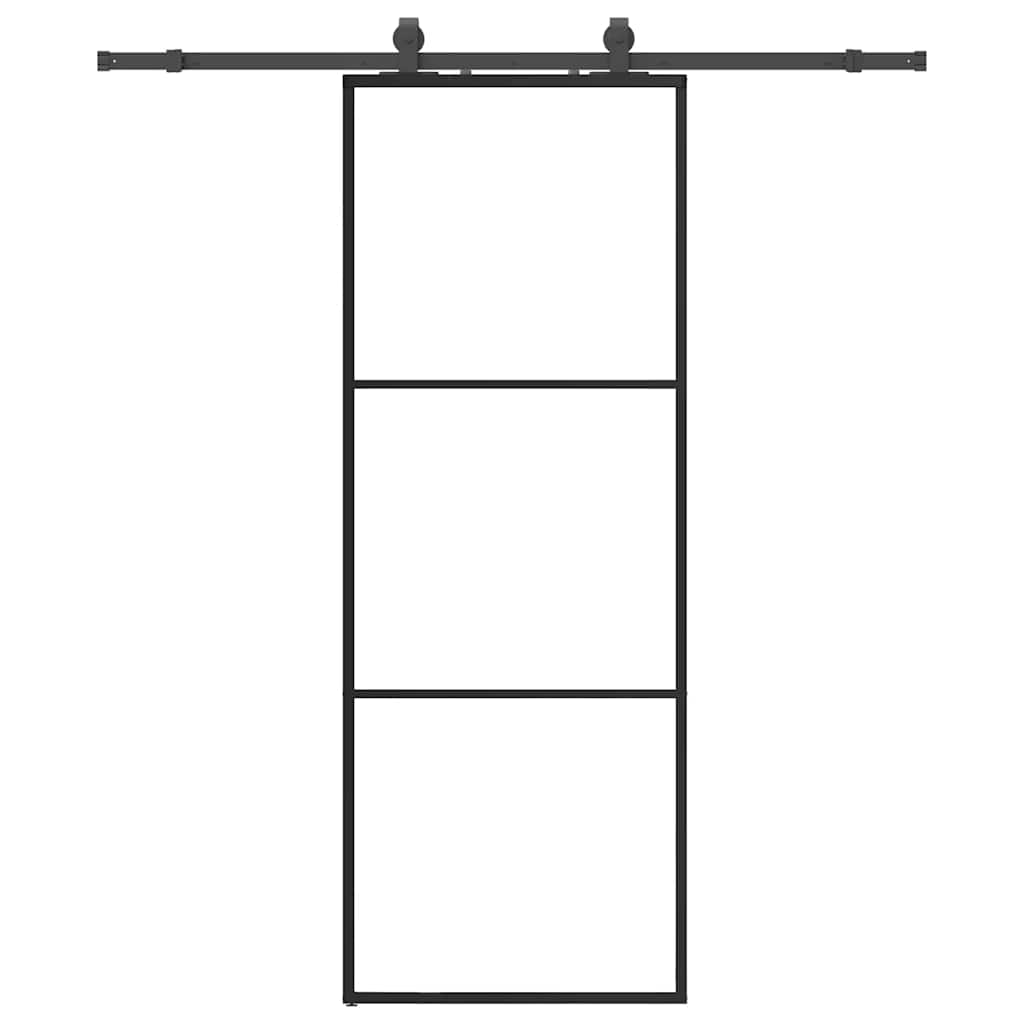 vidaXL Drzwi przesuwne z zestawem okuć czarne 76x205 cm ESG szkło